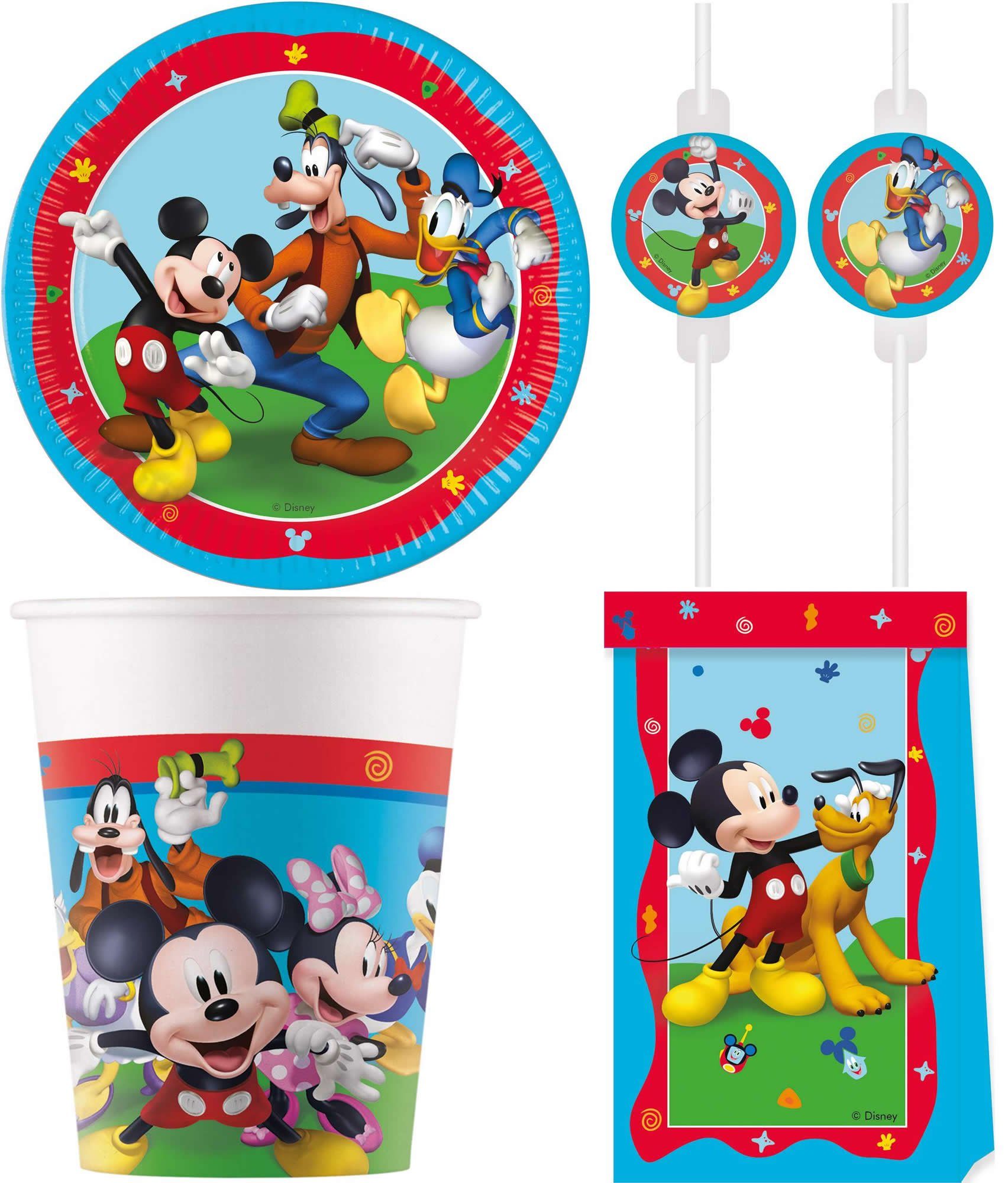 Procos Einweggeschirr-Set 32-tlg. Set Kindergeburtstag Party Feier Fete Deko Motto Mickey Mouse (32-tlg), 8 Personen