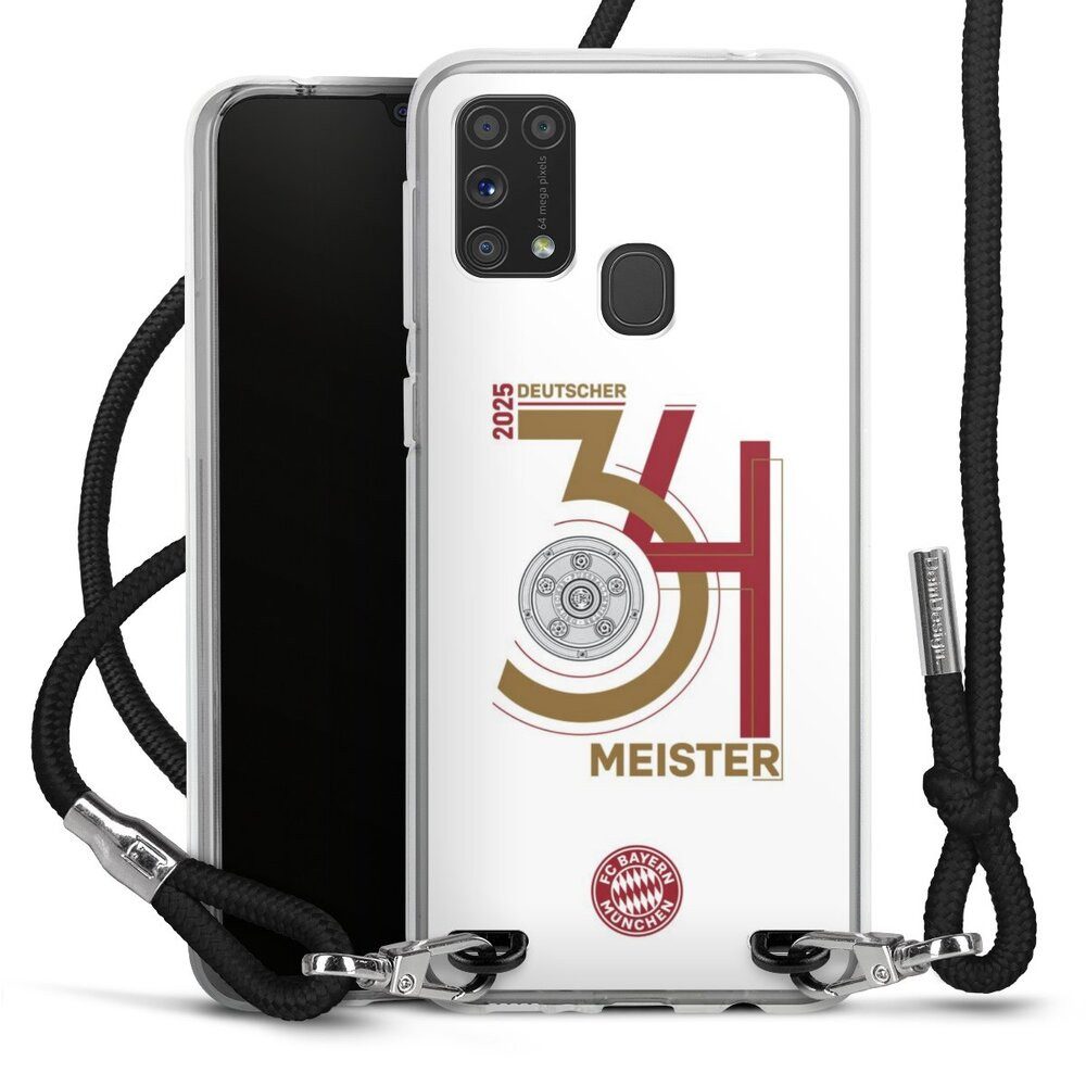 DeinDesign Handyhülle FC Bayern München Meister Offizielles Lizenzprodukt, Samsung Galaxy M31 Handykette Hülle mit Band Case zum Umhängen