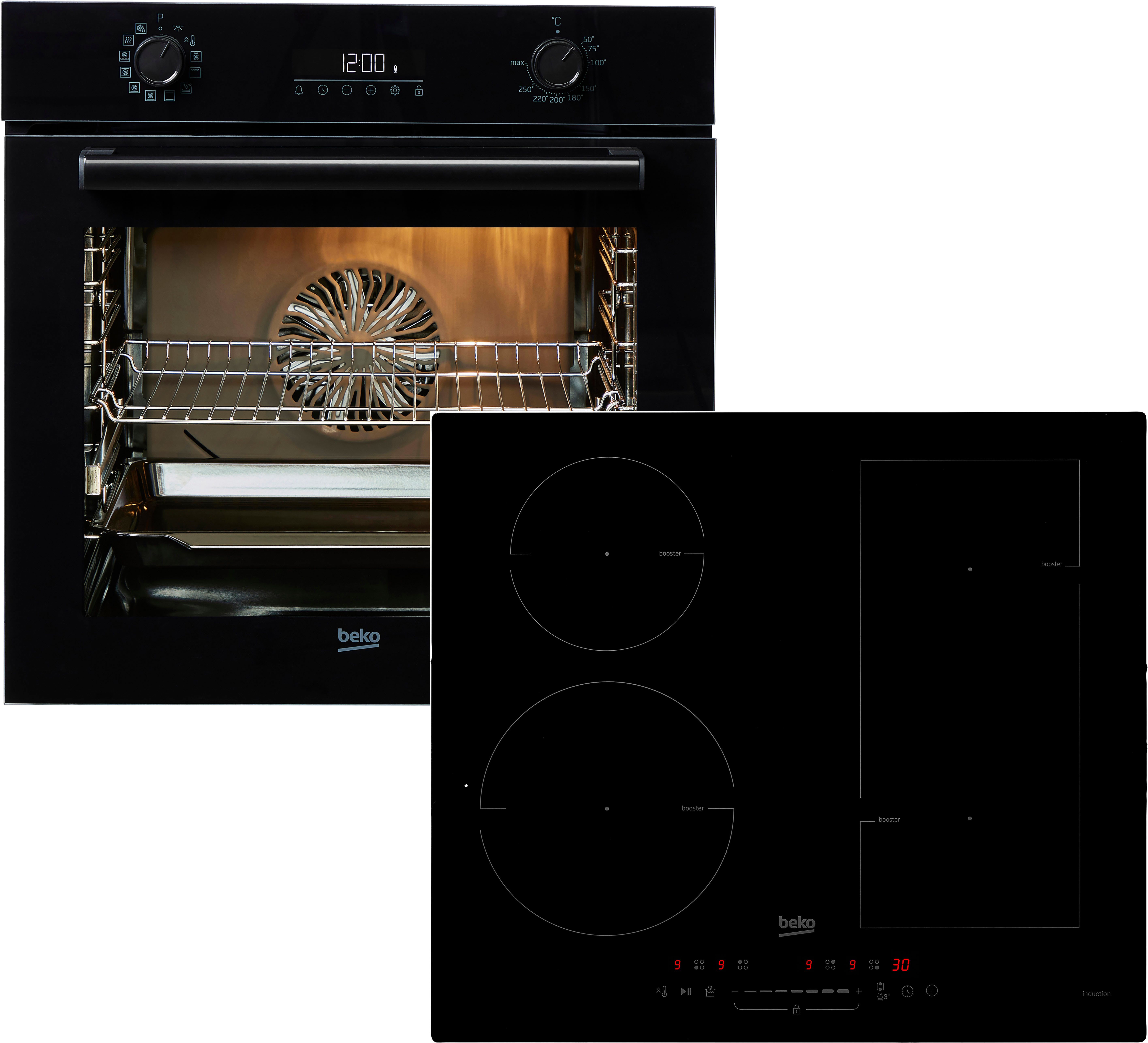BEKO Backofen-Set Elbe, mit 1-fach-Teleskopauszug, Mit AirFry knusprig frittieren im Ofen – ganz ohne zusätzliches Fett