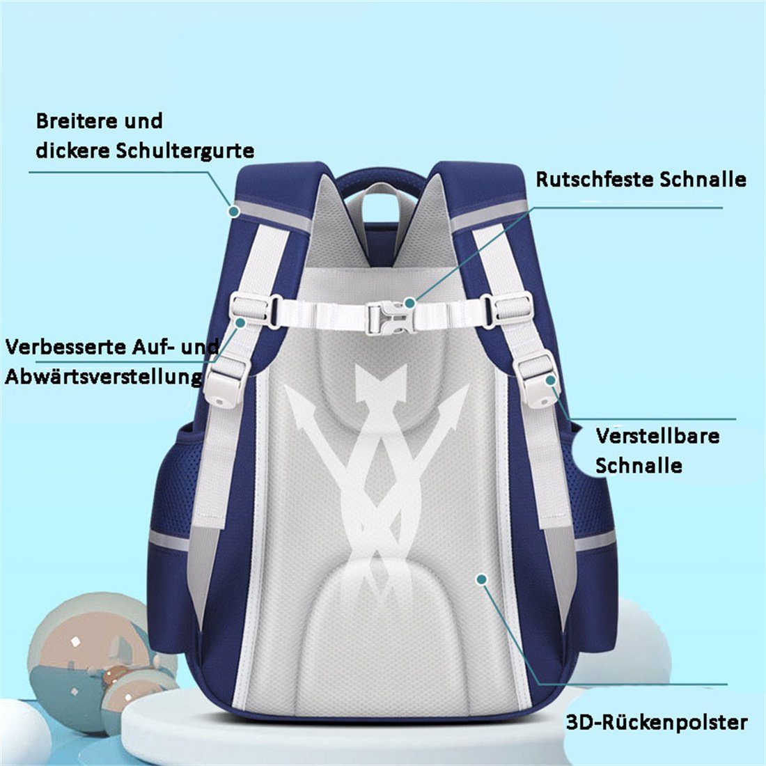 1-6, DÖRÖY die für Schulrucksack Schüler-Rückenschutz-Rucksäcke Kinder-Schulranzen Rosa Klassen