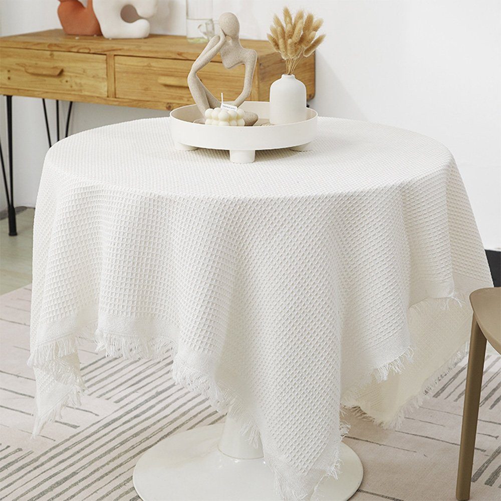 (1-tlg) Abdeckung Plaid Küche 180*180cm Weiß Tischläufer Tischdecke Dekoration FELIXLEO Tischdecke