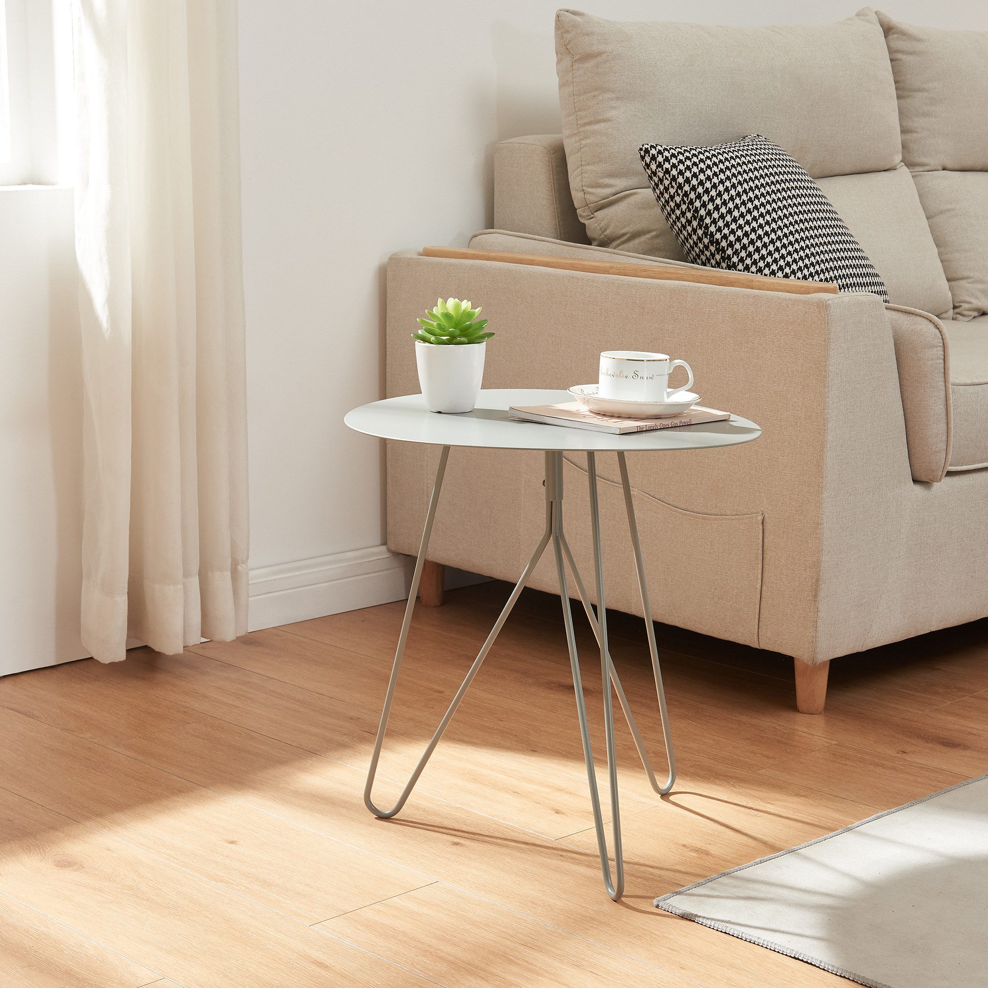 en.casa Beistelltisch, »Nopimi« Metall rund 45 x Ø43 cm Grau, matt günstig online kaufen