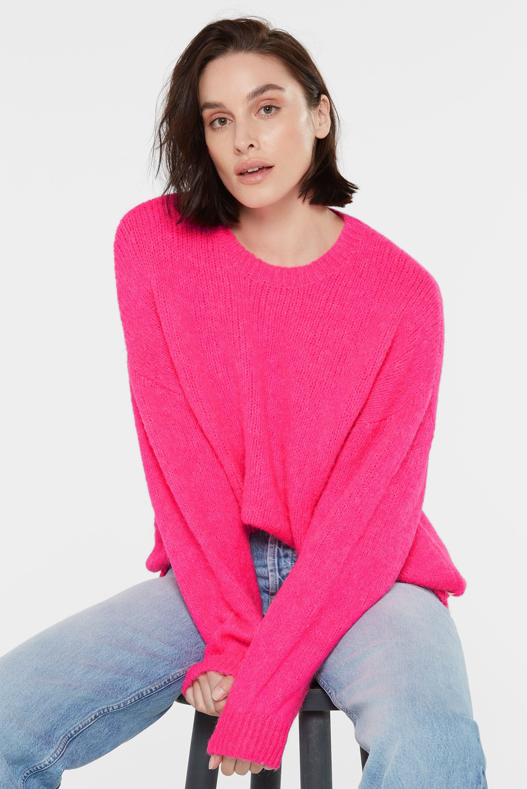 SENSES.THE LABEL Rundhalspullover mit überschnittenen Schultern günstig online kaufen