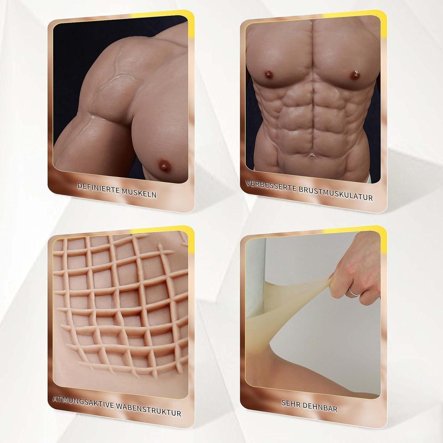 LuxusKollektion Hängedekoration Muskelanzug Silikon Oberkörper Männerbrust Arme Cosplay Schwarz