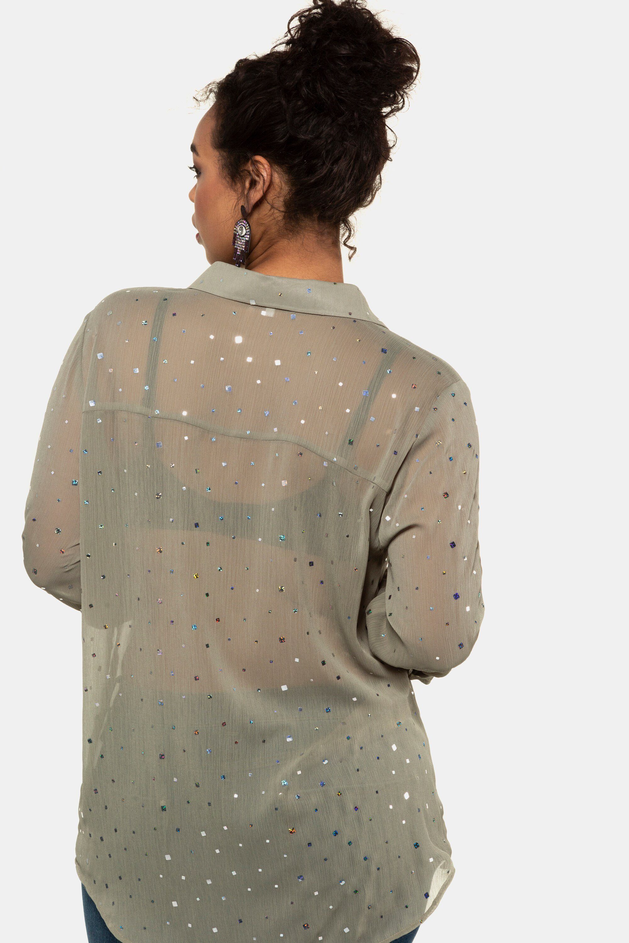 Studio Untold Damen Hemdbluse In Übergrößen – Glitzer-Chiffon Im Straight Fit