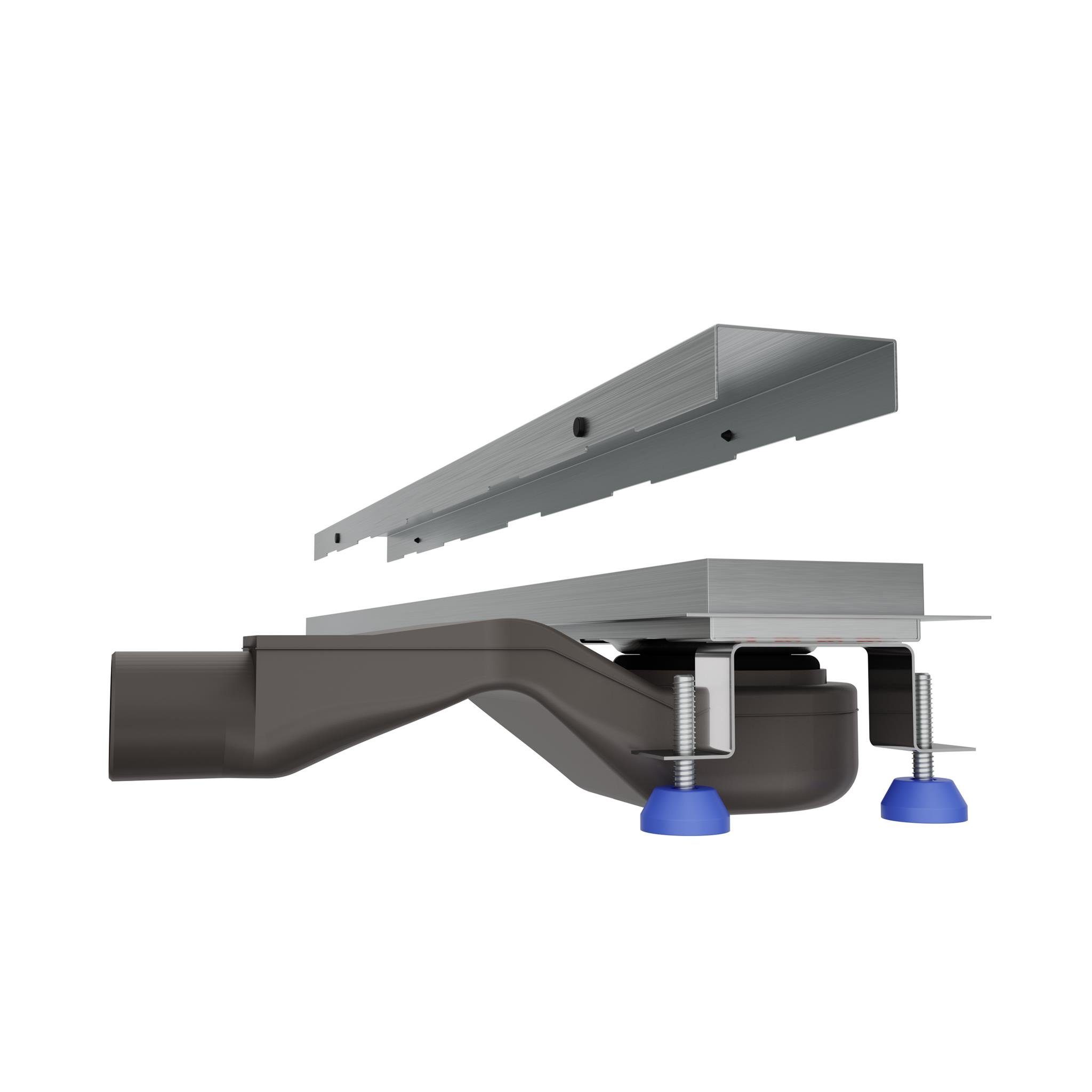 NORDONA Duschrinne Edelstahl Abflussrinne Bodenablauf, Komplett-Set, Klassische Blende, 60 cm