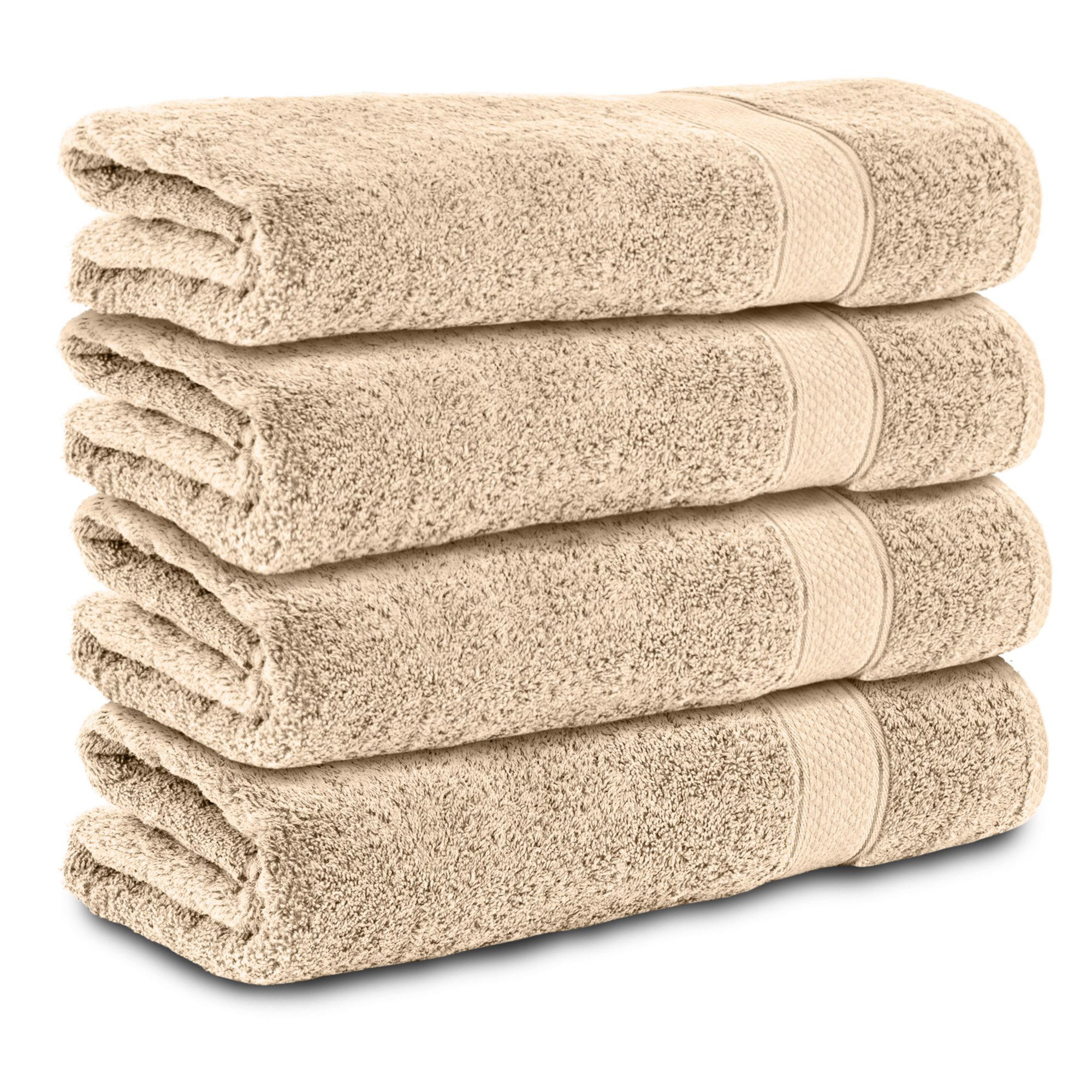 Komfortec Badetücher 100% Baumwolle, 470 g/m², Frottee (4-St), Handtücher 70x140 cm Set, Weich Beige