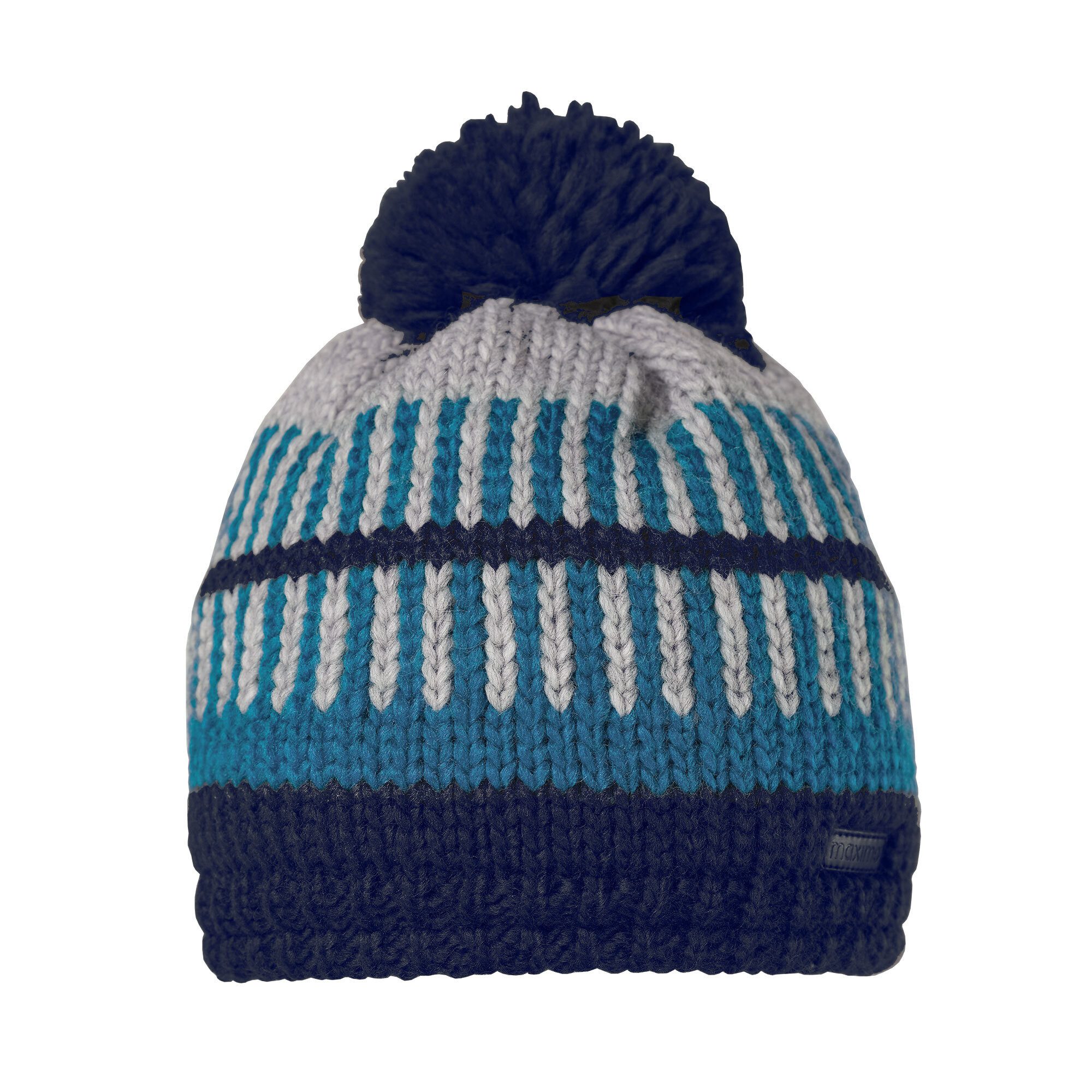 Strickmütze KIDS-Mütze, Pompon Farbwechseljacquard, Futter