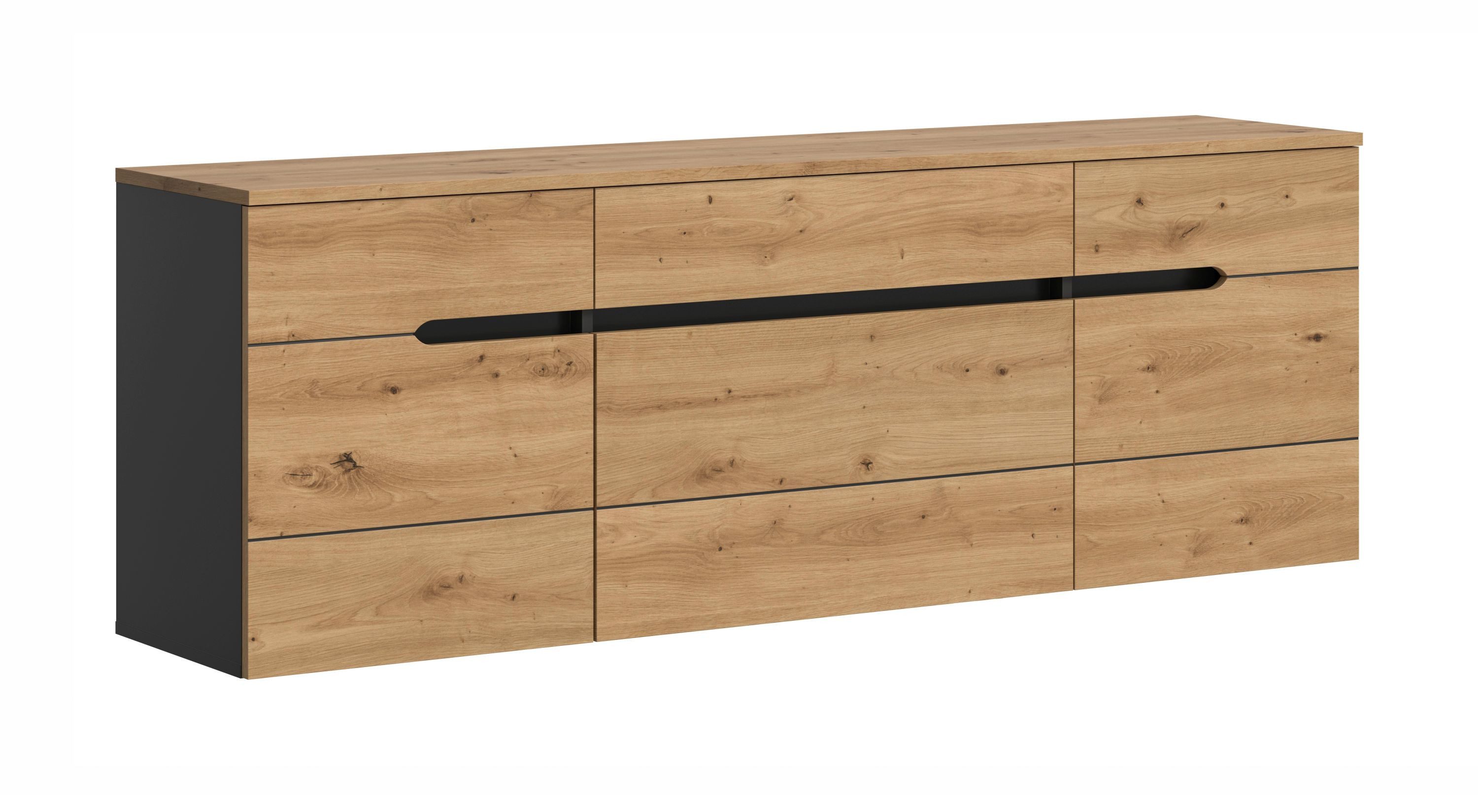 xonox.home Garderobenschrank Canu in Basalt grau/ Artisan Nachbildung B/H/T: 176x60x37 cm