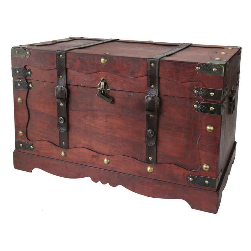 HMF Schatzkiste Handgefertigte Holztruhe Frankreich (1 St), Dekorative Aufbewahrungsbox mit Schloss, 60x35x38cm