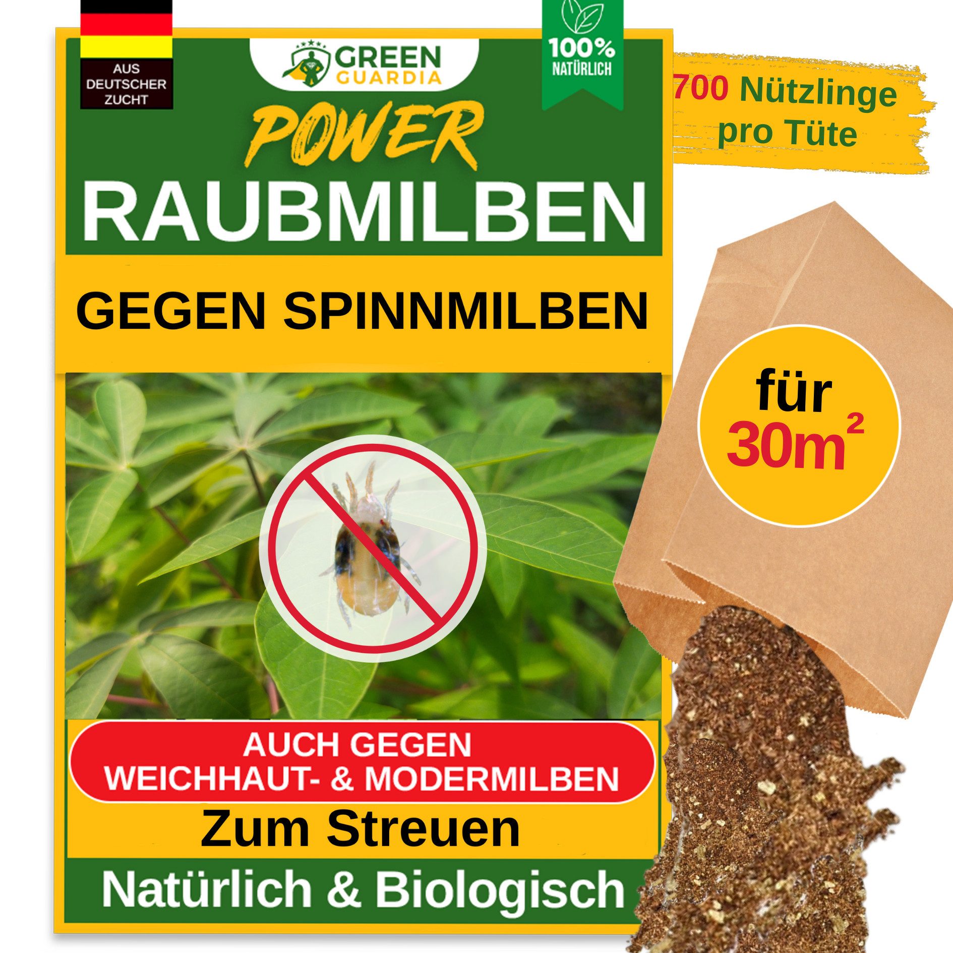 Insektenvernichter Raubmilben gegen Spinnmilben - Streuware zum Streuen, umweltfreundlich