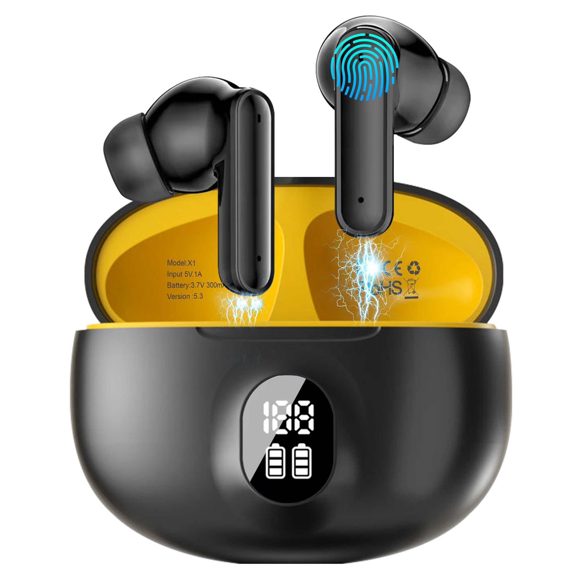 walkbee Kopfhörer, TWS In-Ear-Kopfhörer,Bluetooth 5.3,HiFi Stereo In-Ear-Kopfhörer (Bluetooth Kopfhörer mit HD Mikrofon,True Wireless, Noise Cancelling, Sprachsteuerung,Ultraleicht Ohrhörer)