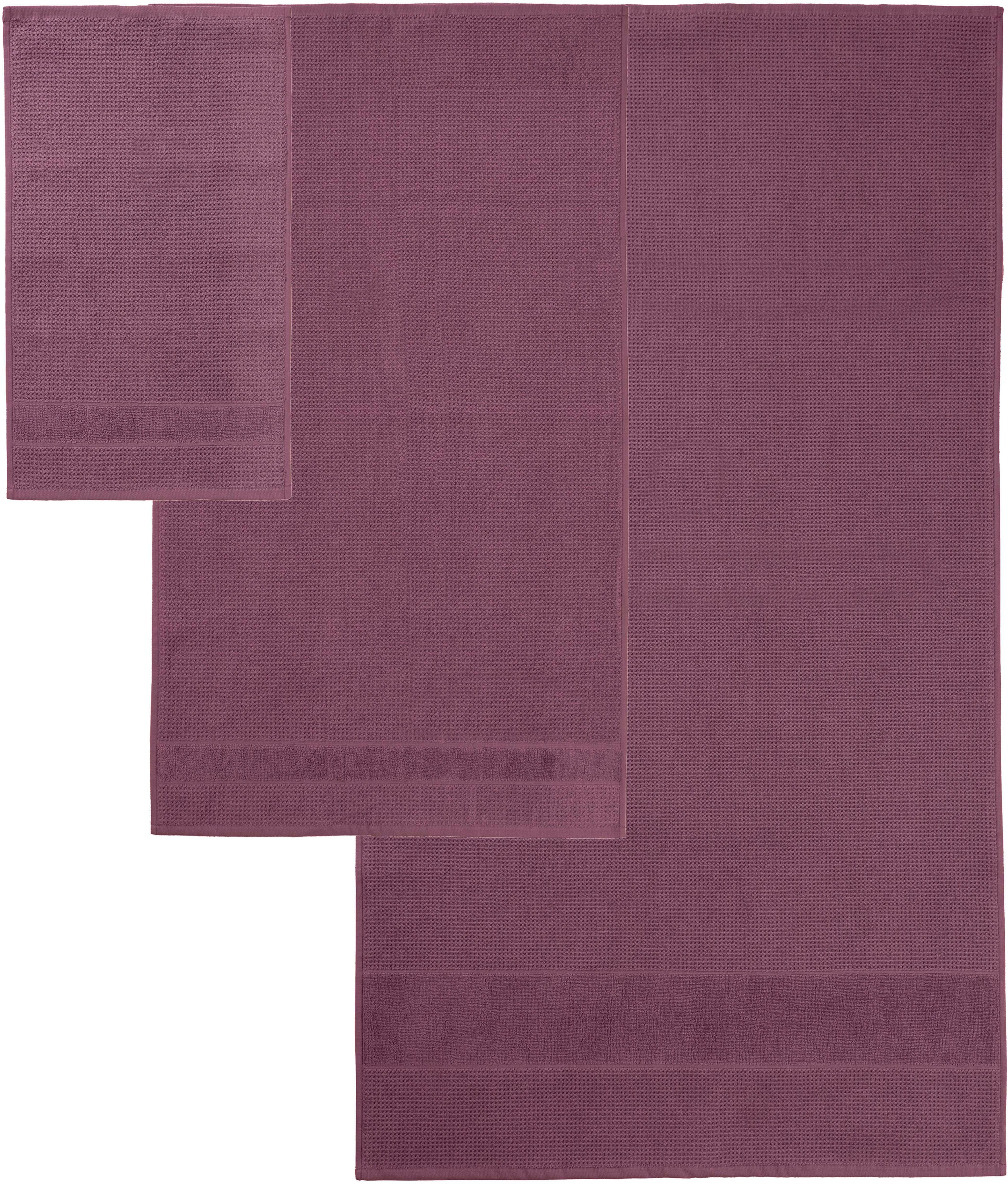 OTTO home Handtuch Set Kimi, Duschtuch, Handtücher und Gästetücher, Walkfrottee (Set, 5-St), 100% Baumwolle, einfarbig, weich, mit Bordüre, besondere Struktur