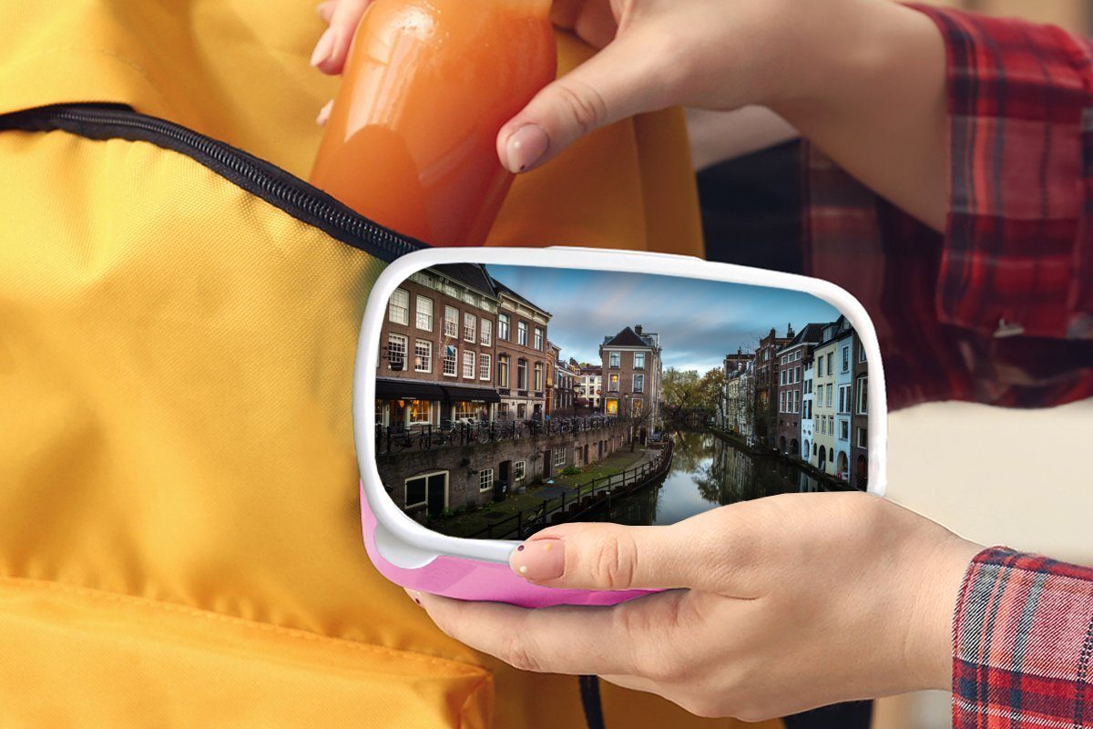 MuchoWow Lunchbox Wasser für Erwachsene, Utrecht, Kunststoff, rosa - Wolken Brotbox Kunststoff Kinder, Snackbox, - Brotdose (2-tlg), Mädchen