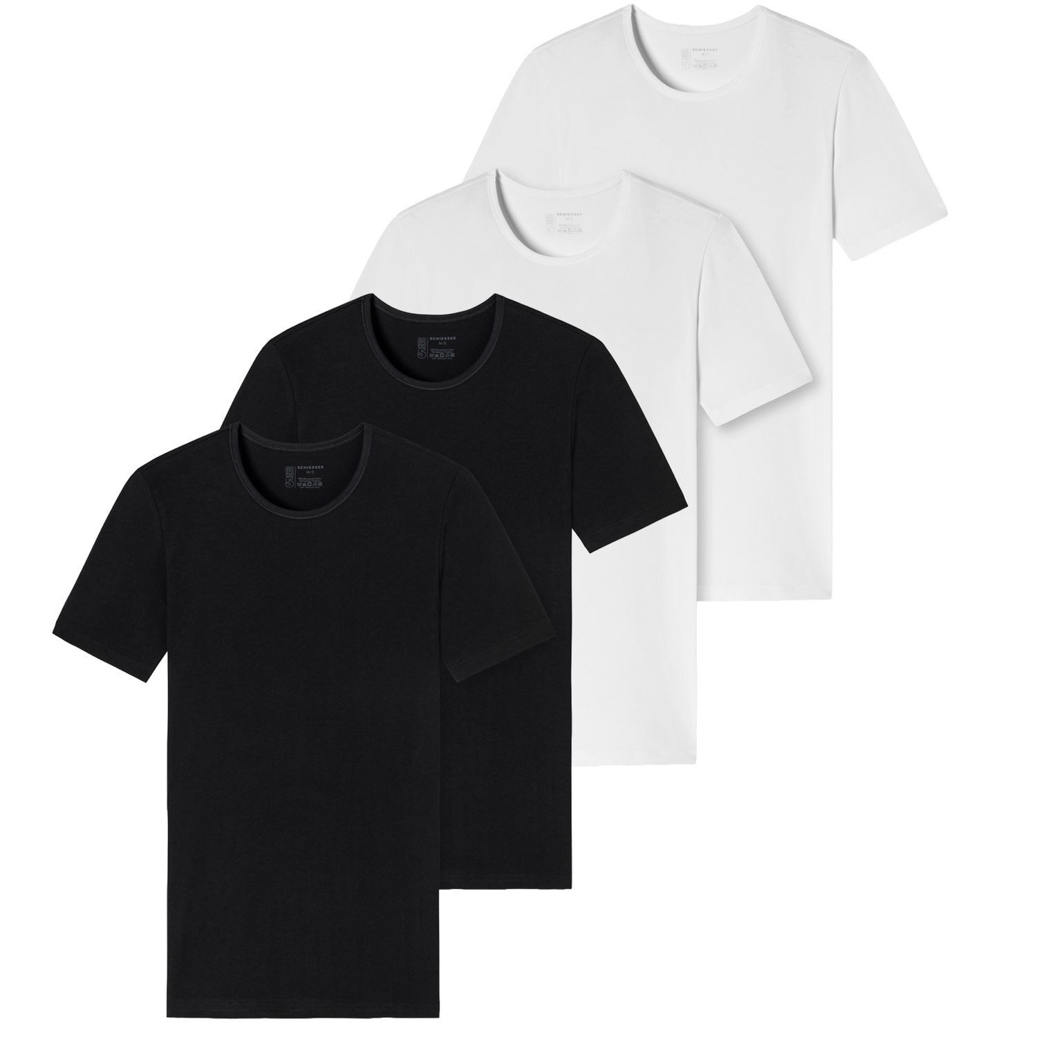 Schiesser T-Shirt 95/5 Organic Cotton (4-tlg) Rundhalsausschnitt, kurzarm