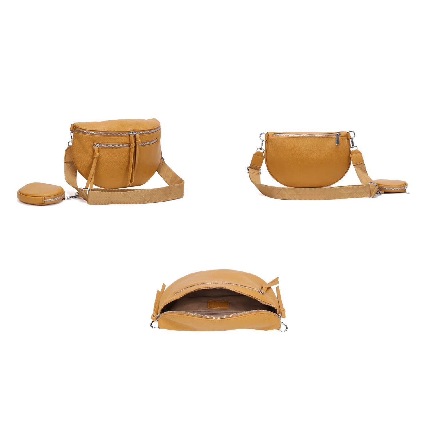 ITALYSHOP24 Schultertasche Damen Gürteltasche Umhängetasche CrossBody Schultertasche CrossOver, Brusttasche, Hüfttasche, Bodybag, Muster Taschengurt, leicht Gewicht
