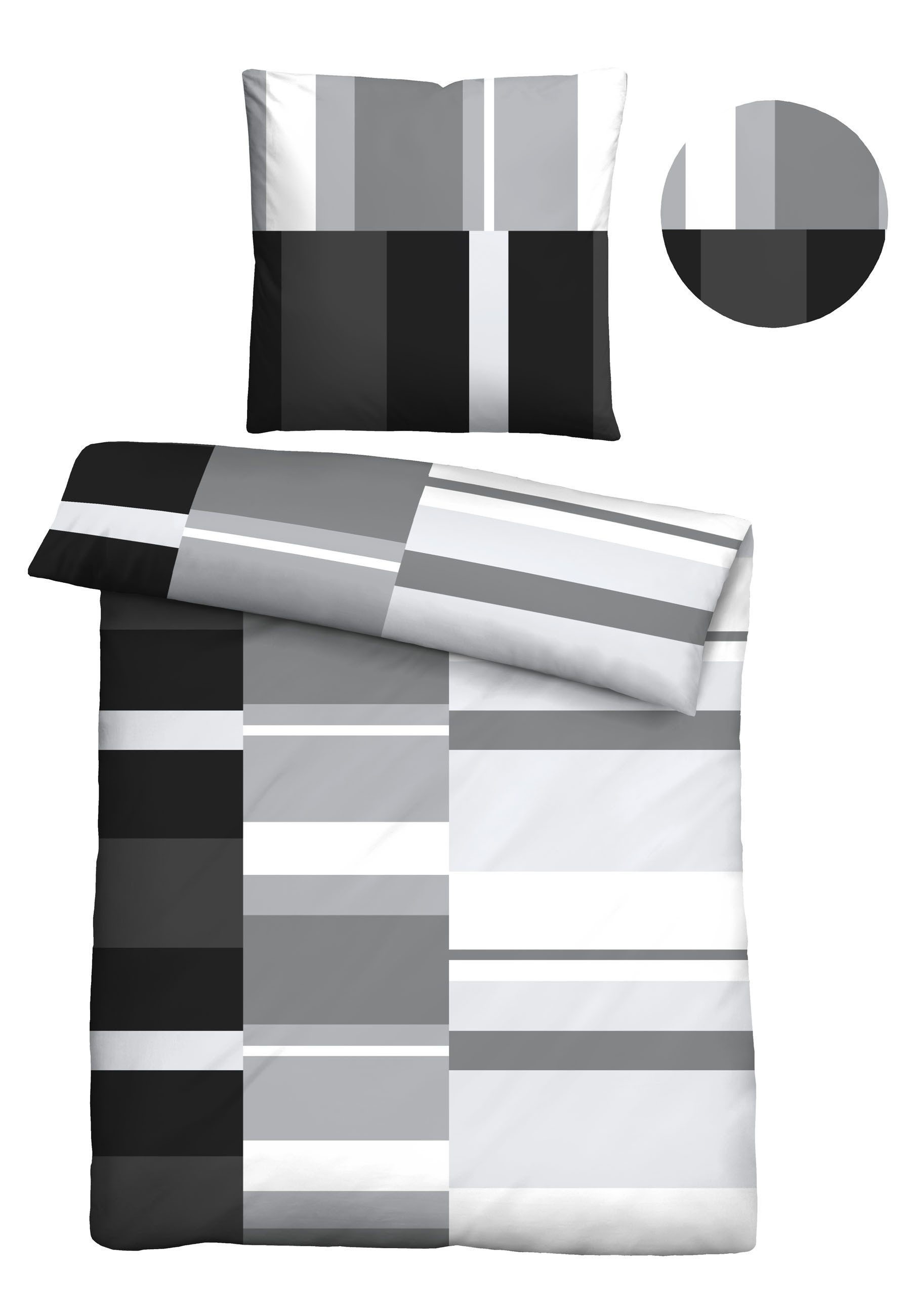Castell - Markenbettwäsche Bettwäsche 0460125, Renforcé, 2 teilig, Polycotton, hautsympathisch, atmungsaktiv, mit Reißverschlüssen
