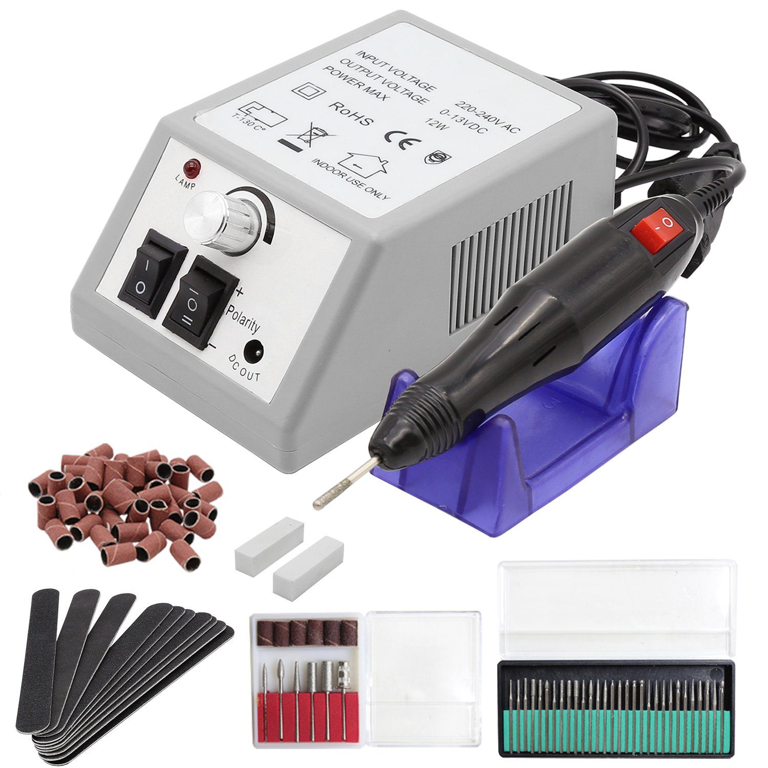 Clanmacy Maniküre-Pediküre-Set Elektrische Nagelfräser Nagelfeile Fußpflegegerät 20000U/min Maniküre, Nagelmaschine, Für Acrylarbeiten geeignet