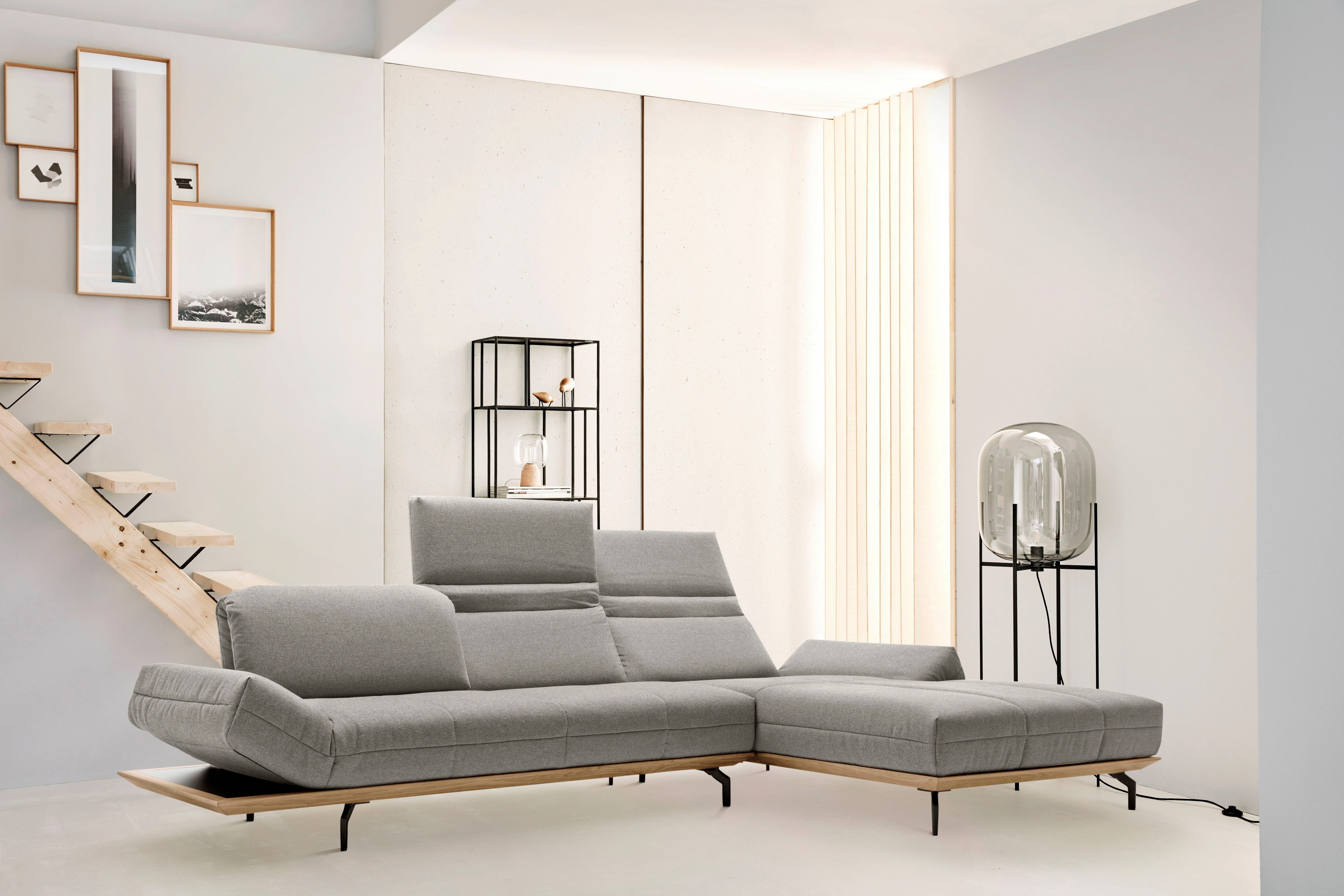 hülsta sofa Ecksofa hs.420, in cm oder 293 Natur Holzrahmen Qualitäten, Breite Nußbaum, 2 Eiche in