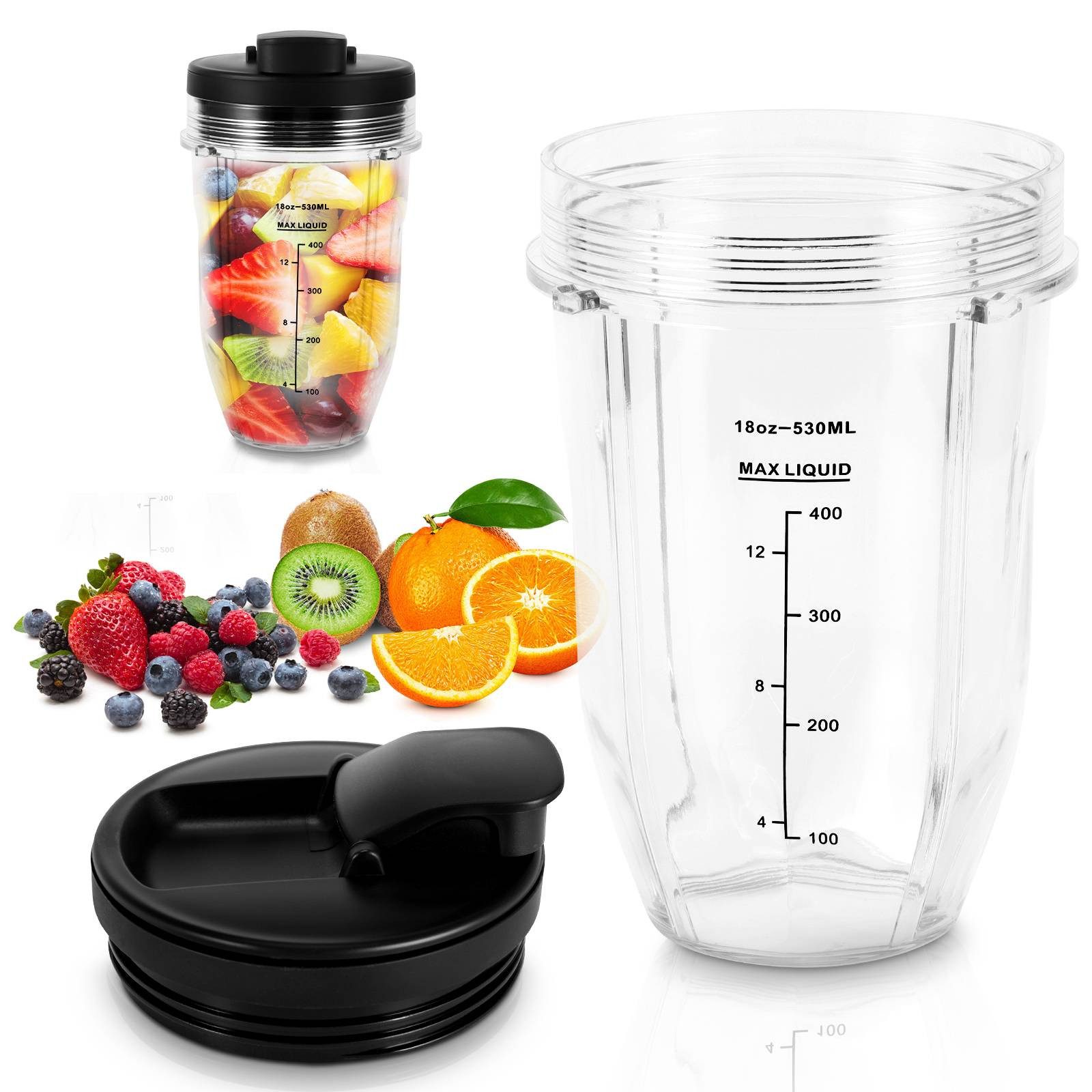 BlingBin Trinkflasche 18/24oz Wasserflasche mit Trinkdeckel, Mixbehälter, Smoothie Flasche, Smoothie Becher aus Kunststoff Für Frauen, Männer, Bruchsicher