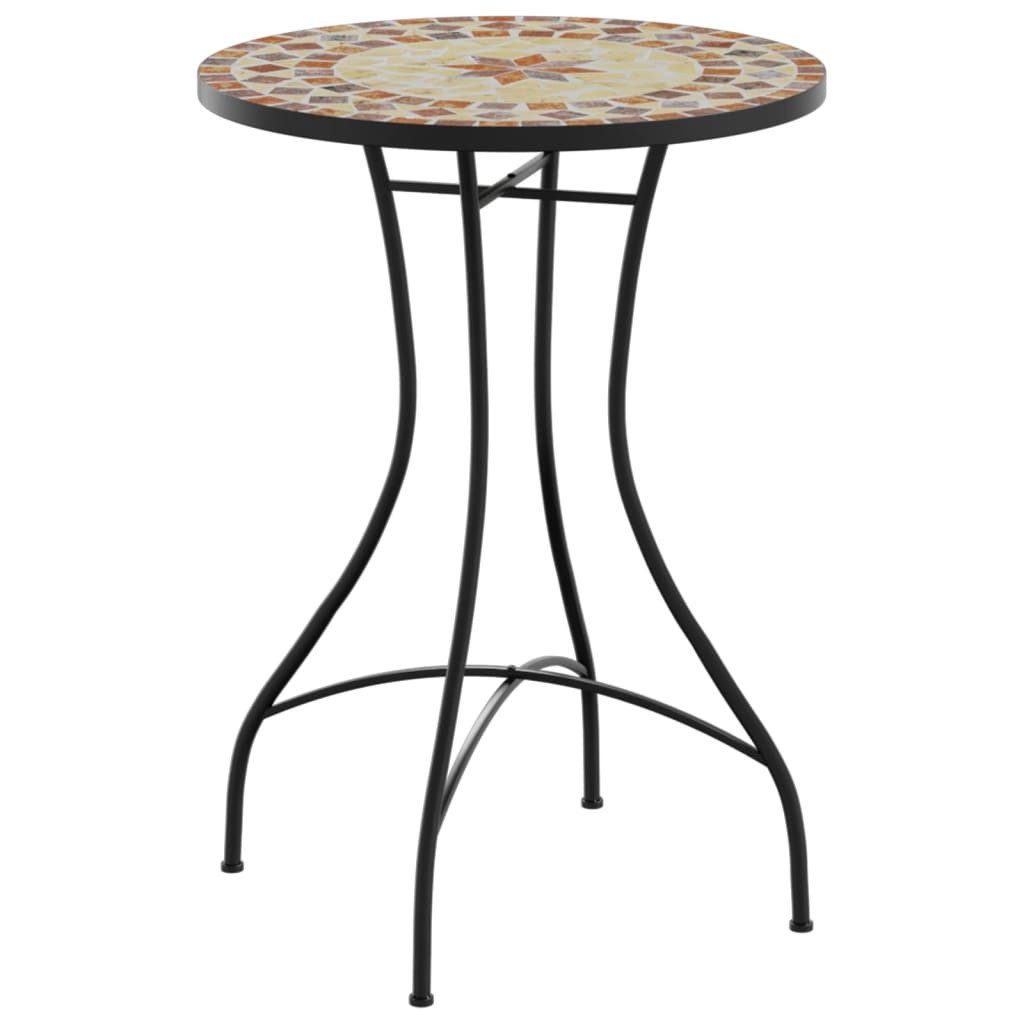 vidaXL Gartentisch 50 x 70 cm Mosaik-Bistrotisch Terrakottarot und Weiß Ø50x70 cm Keramik
