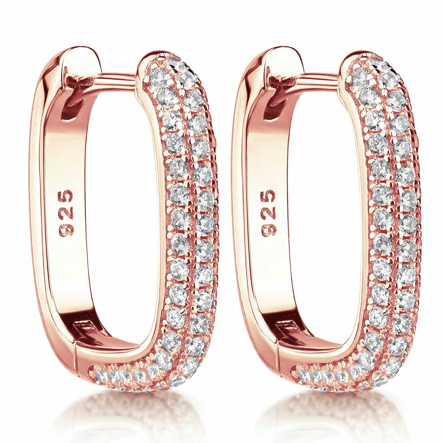 Materia Paar Creolen Klapp-Creolen Rosegold mit Zirkonia eckig SO-482, 925 günstig online kaufen