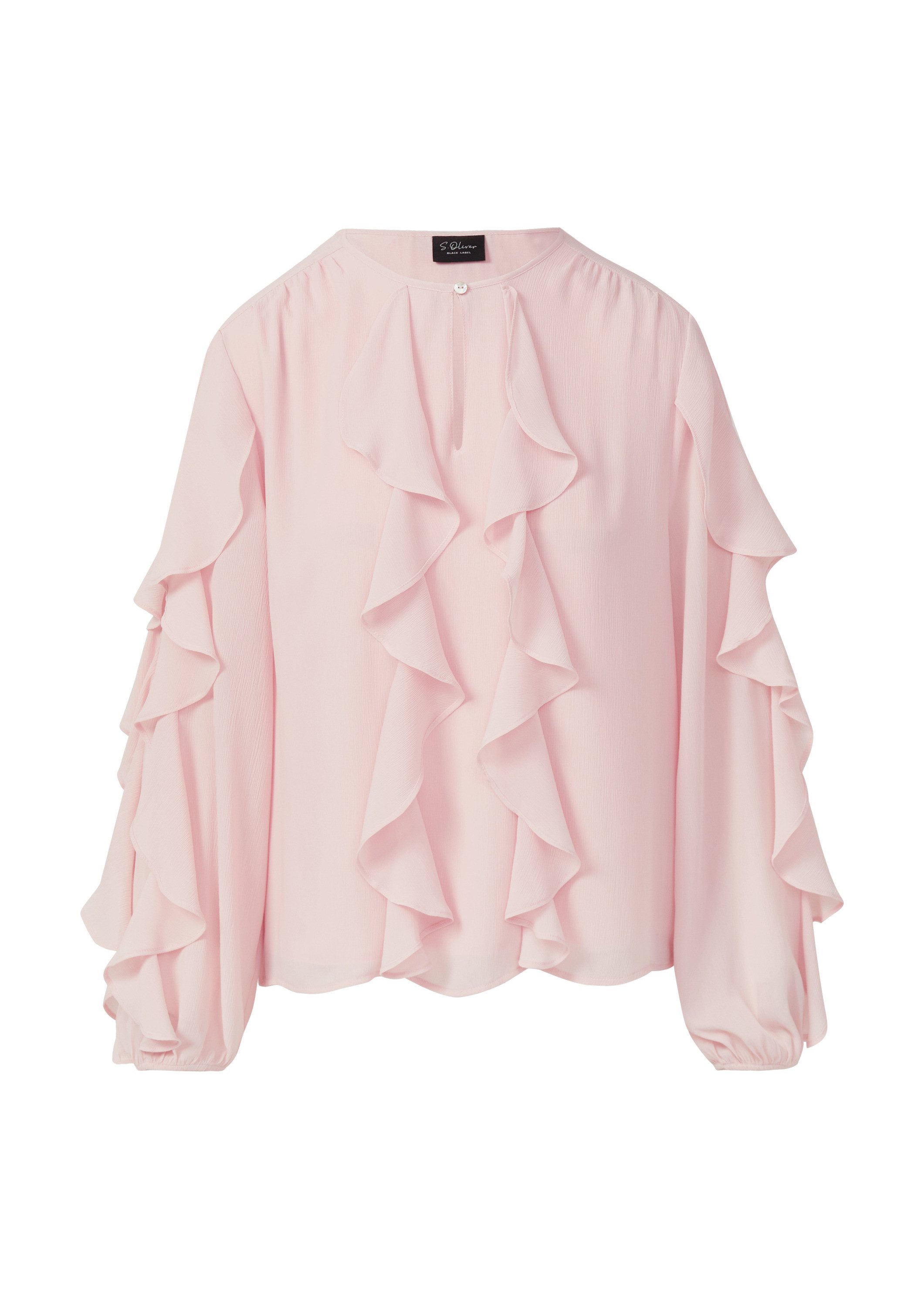 s.Oliver Langarmbluse Bluse Leichte Volant-Bluse mit Viskose-Futter günstig online kaufen