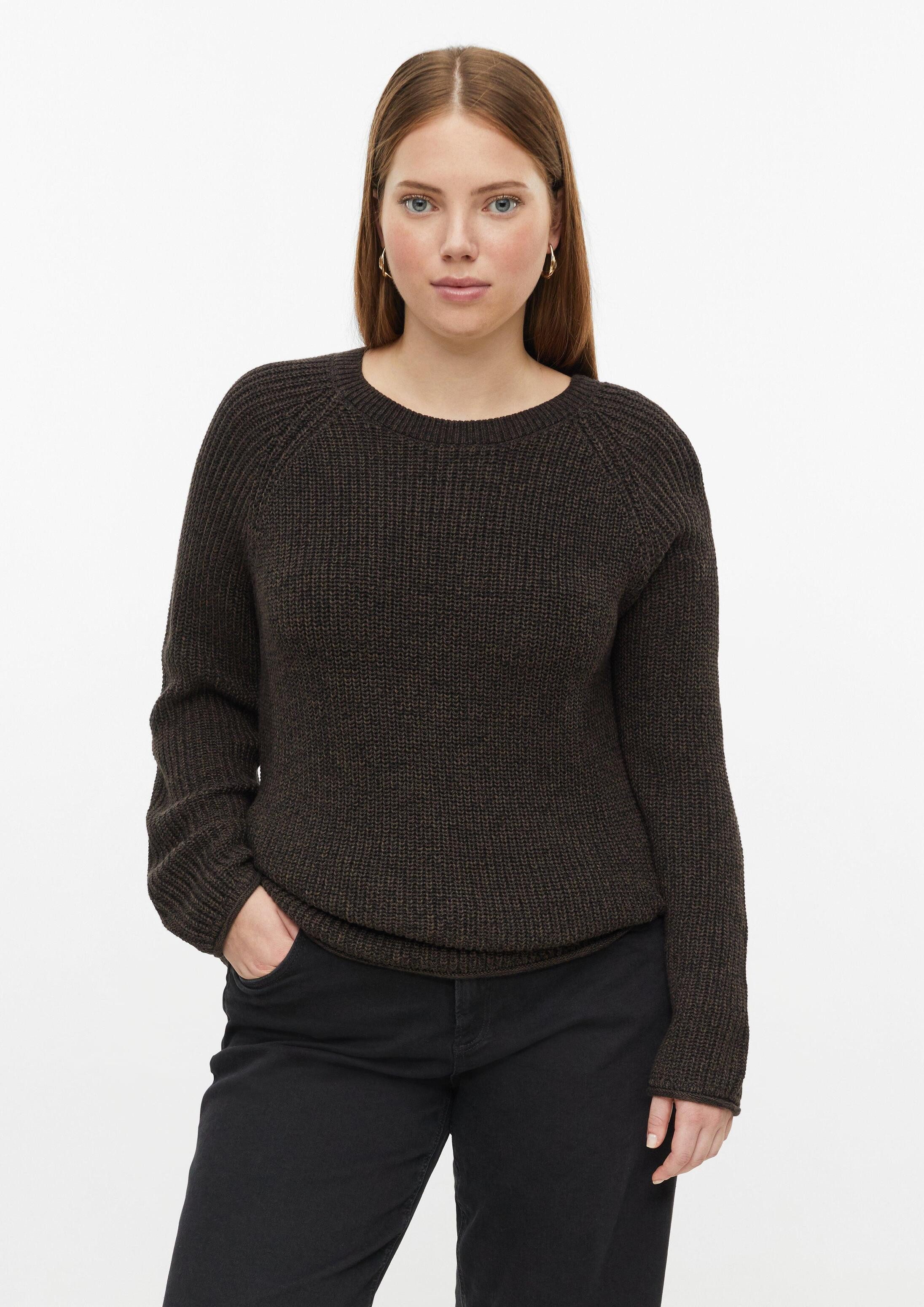 QS Longpullover Strickpullover Pullover mit Rippstruktur und Rollkanten