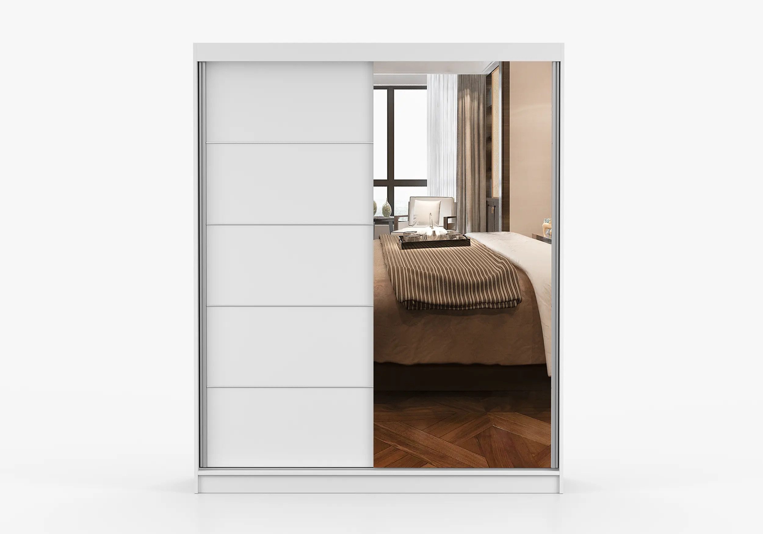 imoebel24 Schwebetürenschrank BONO 05 160 cm - Weiss Matt günstig online kaufen