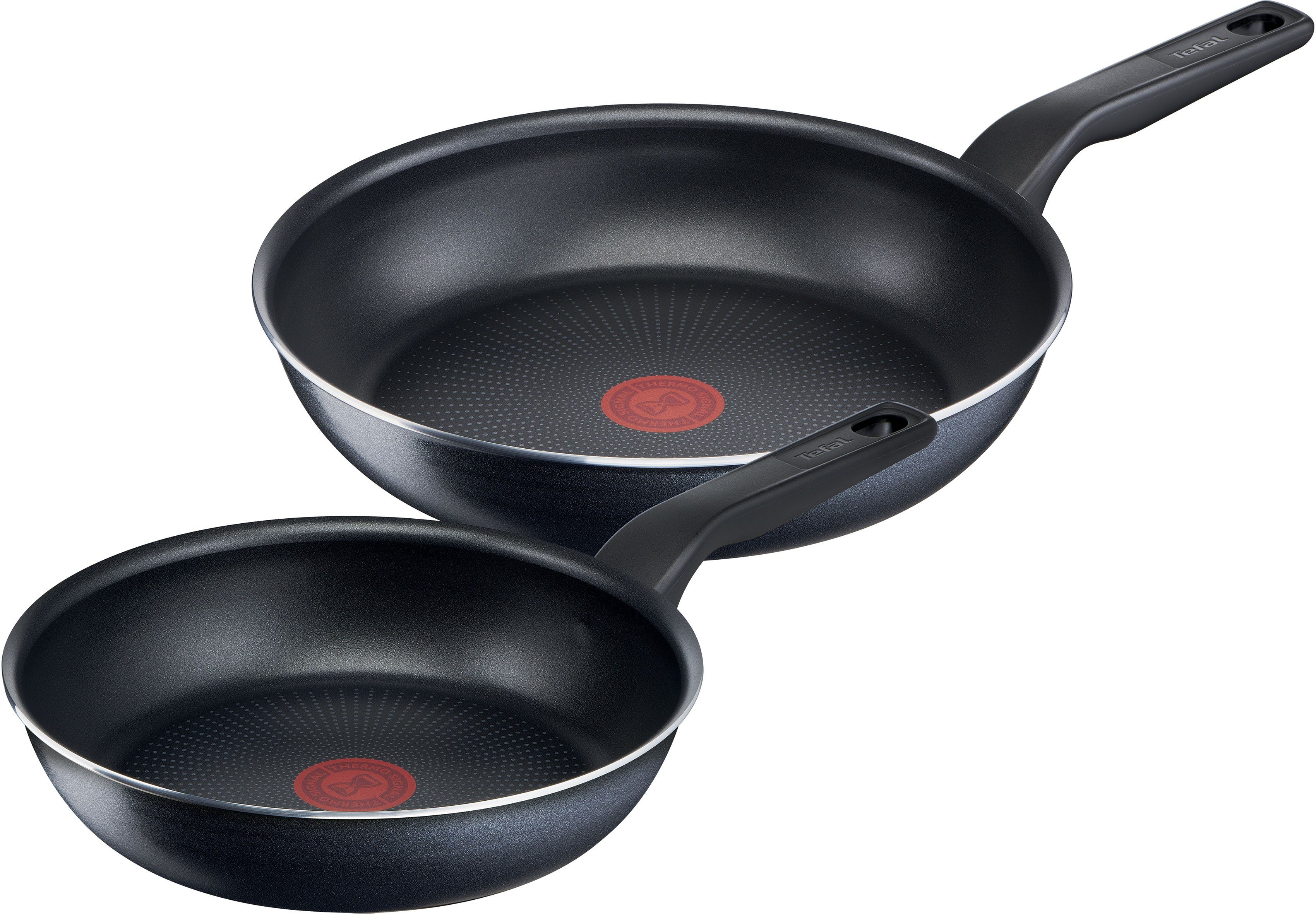 Tefal Pfannen-Set C38590 XL Force, Aluminium (Set, 2-tlg), Antihaft, Thermo-Signal, tiefe Form, alle Herdarten außer Induktion | Pfannensets