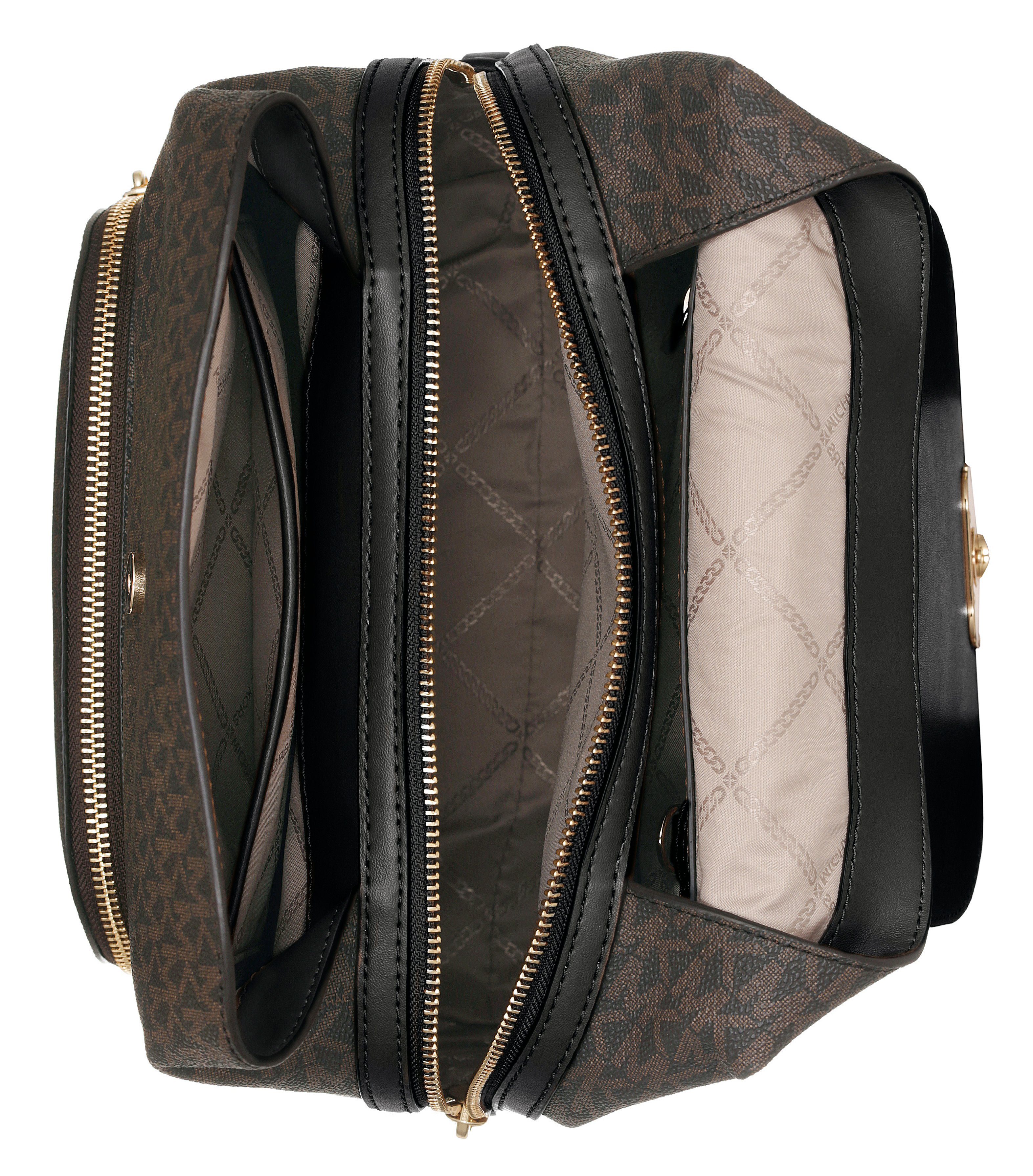 MICHAEL KORS Cityrucksack KENSINGTON MD mit Allover-Logoprint Backpack, dunkelbraun-schwarz