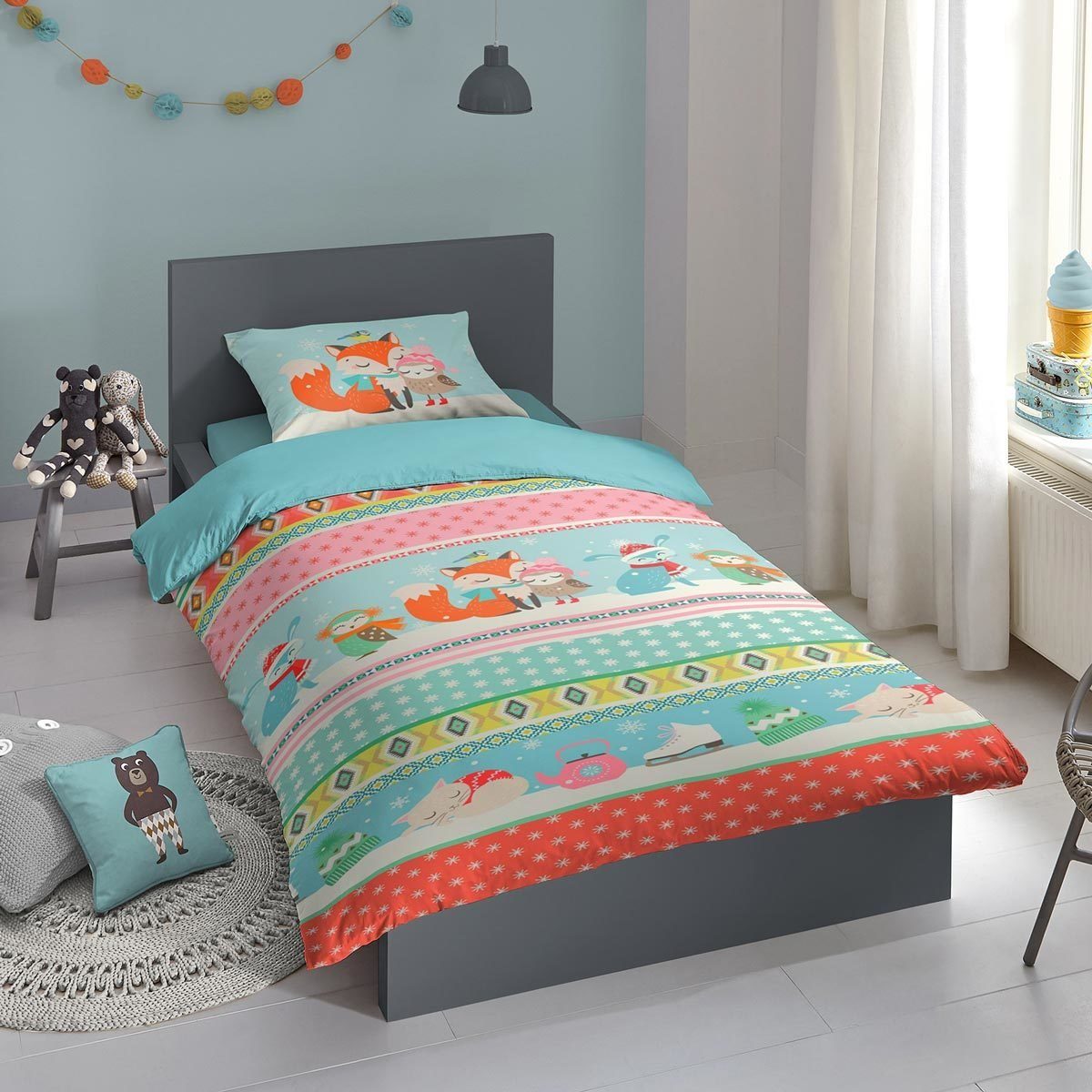 TRAUMSCHLAF Bettwäsche Füchse und Eulen, Flanell, 2 teilig