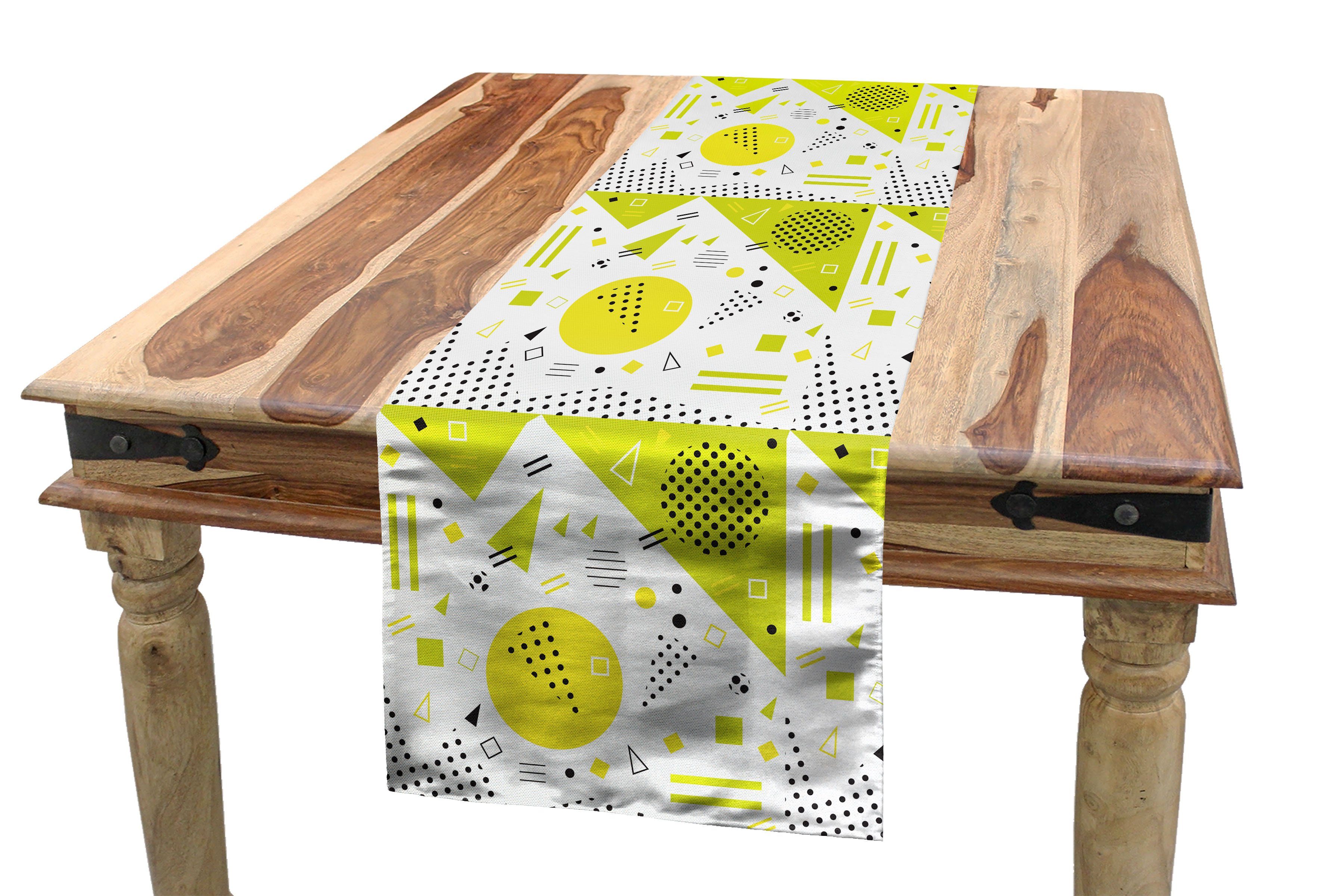Abakuhaus Tischläufer Esszimmer Küche Rechteckiger Dekorativer Tischläufer, Geometrisch Minimalist Memphis Stil