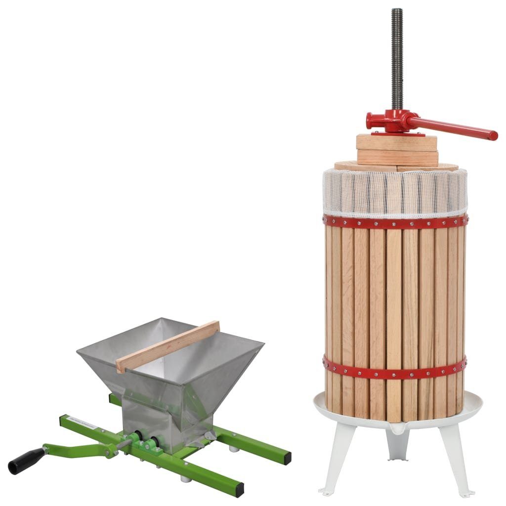 vidaXL Obstpresse 2-tlg. Obst- & Weinpresse und Mühle-Set, Holz