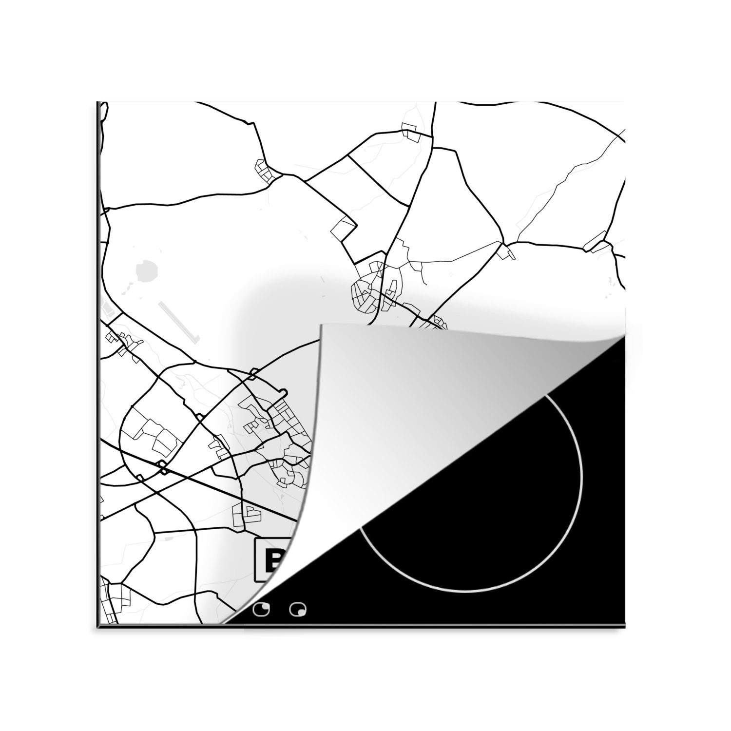 MuchoWow Herdblende-/Abdeckplatte Karte - Stadtplan von Bergheim - Stadtplan, Vinyl, (1 tlg), 78x78 cm, Ceranfeldabdeckung, Arbeitsplatte für küche