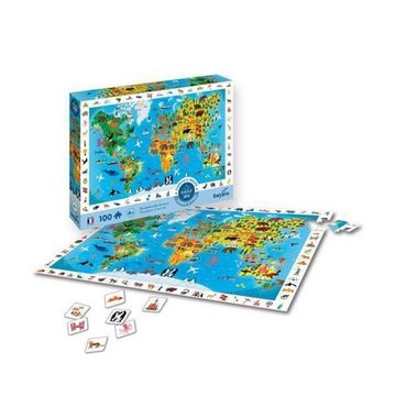 BrainBox Puzzle Calypto - Tierweltkarte 100 XL Teile Puzzle, Puzzleteile