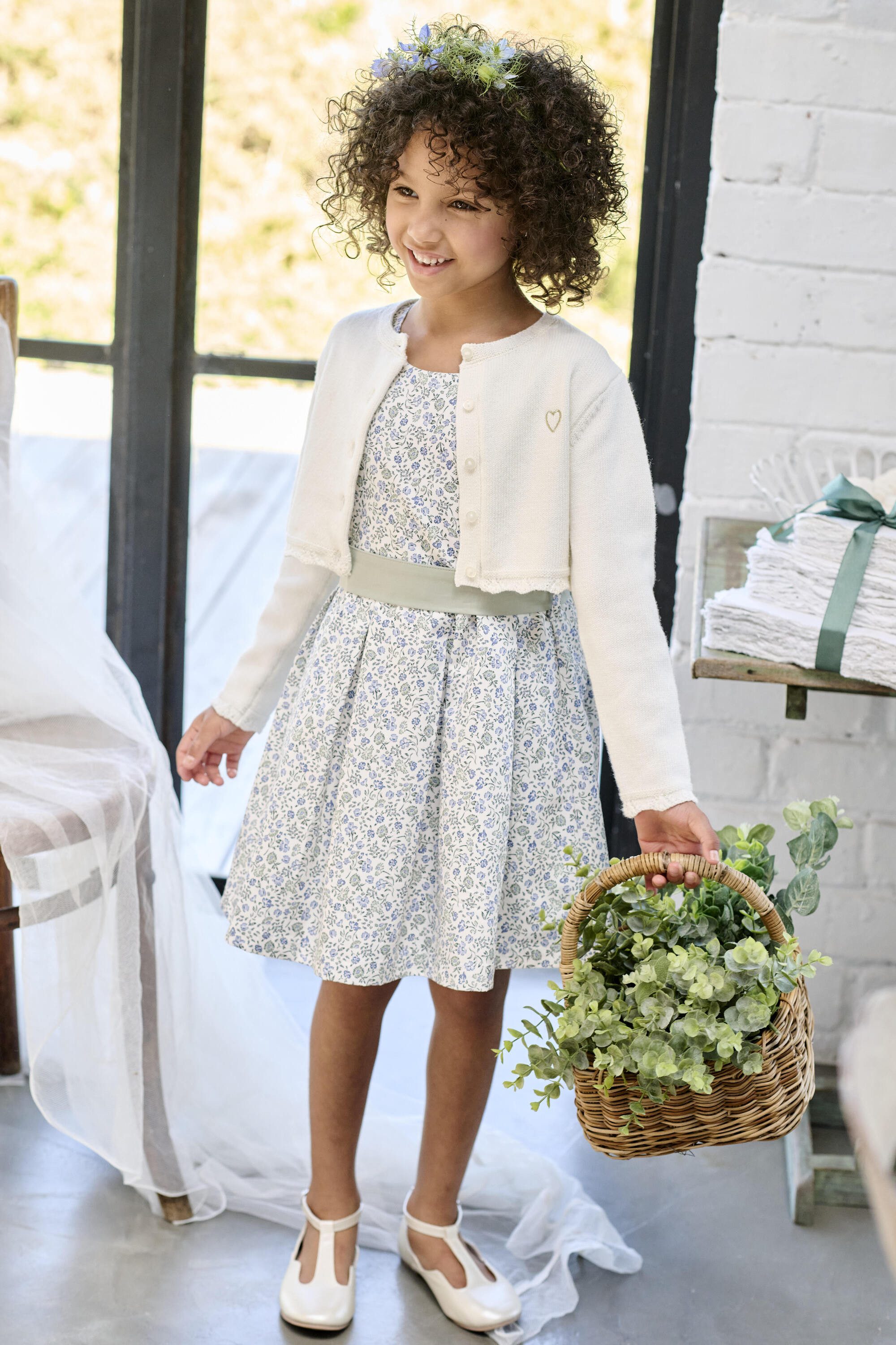 vertbaudet Strickjacke Festlicher Mädchen Bolero Lochmuster