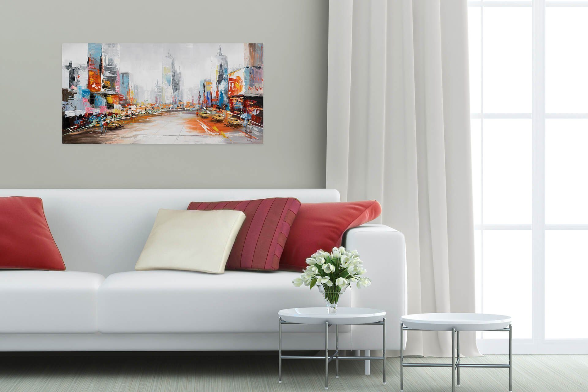 KUNSTLOFT Gemälde Großstadtfieber HANDGEMALT Wandbild 100x50 Leinwandbild 100% cm, Wohnzimmer