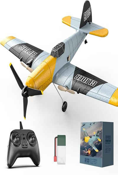 DEERC RC Flugzeug Messerschmitt Bf 109, 2,4 GHz ferngesteuertes Flugzeug Drohne (Mit StabilisatorSegelflugzeugspielzeug für Anfänger, Kinder Erwachsene)