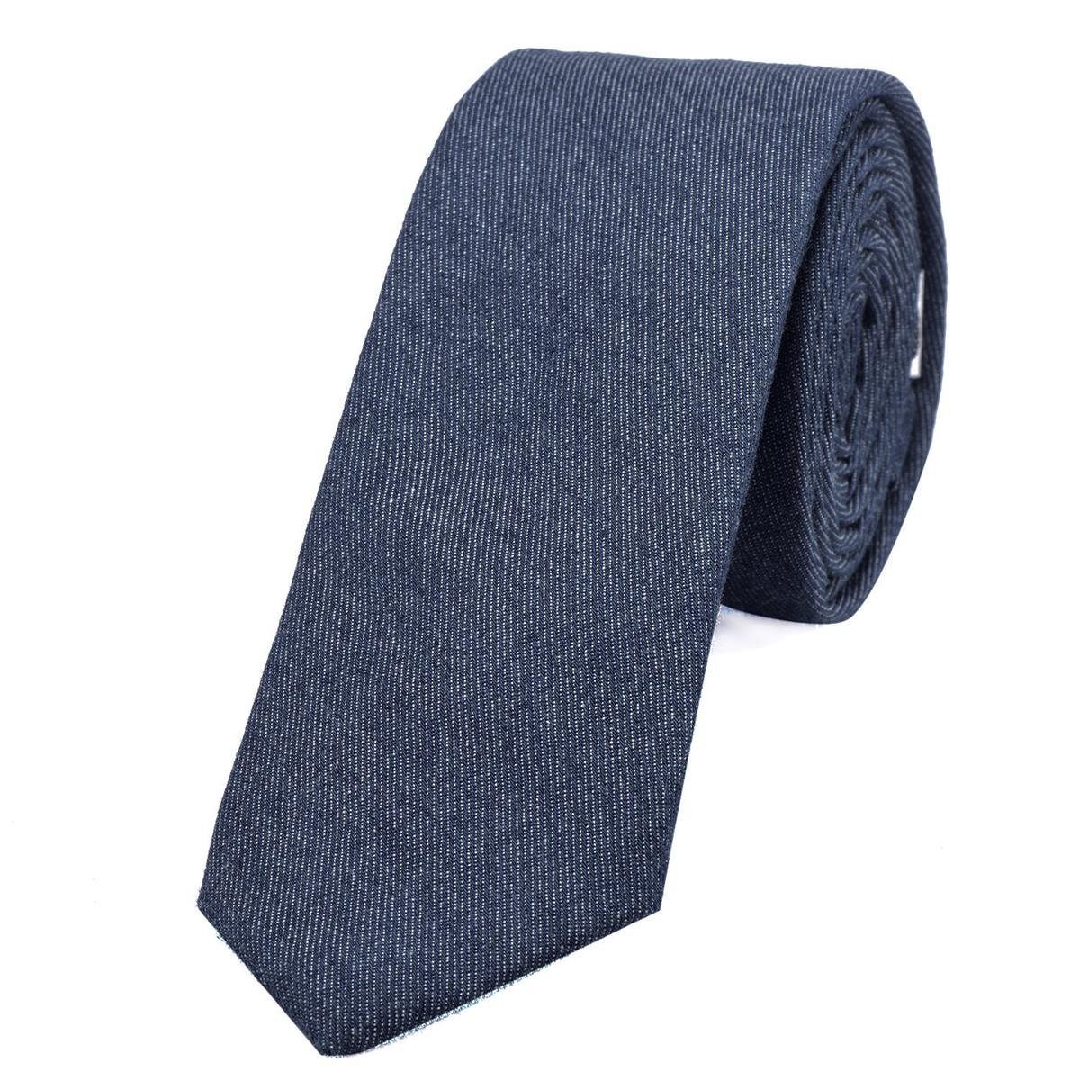 DonDon Krawatte Herren Krawatte 6 cm einfarbig kariert und gepunkt (Packung, 1-St., 1x Krawatte) Baumwolle, verschiedene Muster, für Büro oder festliche Veranstaltungen jeans-blau | Breite Krawatten