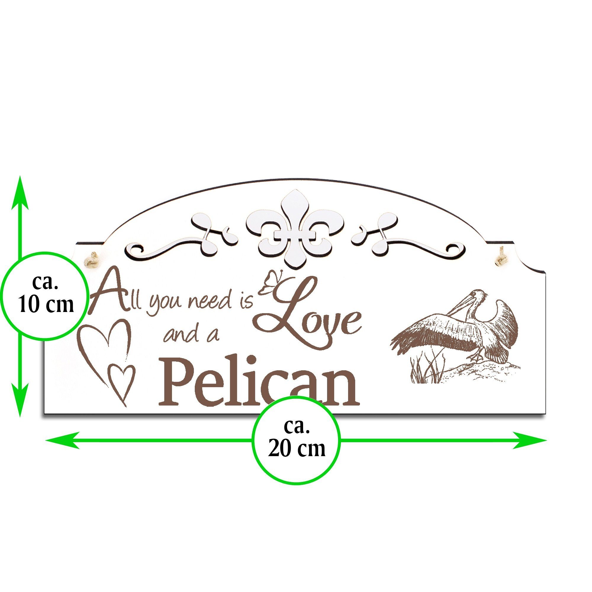 Dekolando Deko Love All is you Pelikan 20x10cm fliegender Hängedekoration need
