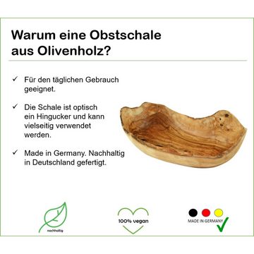 Olivenholz-erleben Obstschale Obstschale rustikal 34 – 36 cm, (1-tlg), antibakterielle Wirkung 100 % Handarbeit