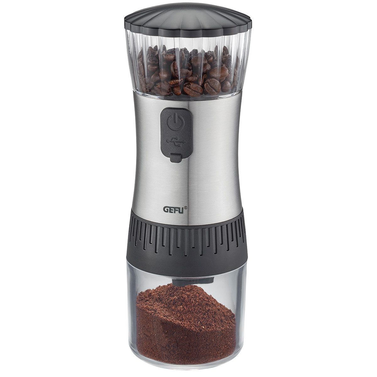 GEFU Kaffeemühle POLVE, Kegelmahlwerk, Keramikmahlwerk, stufenlos, Kompakt, leicht, USB