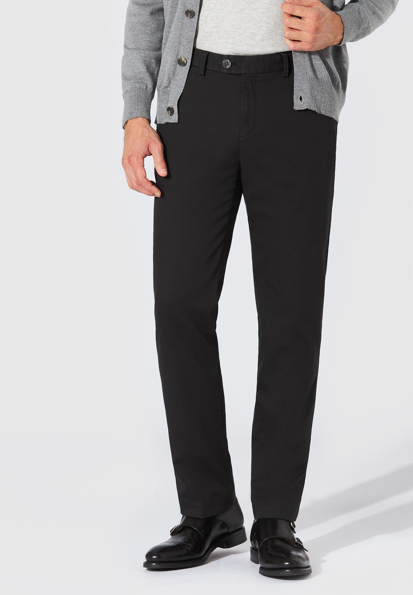 Hiltl Chinos Tourist 2.0 Chino Hose Herren Slim Fit Soft Cotton, schwarz, 24 Baumwollhose mit Stretch, komfortable Hose für Reisen und Alltag