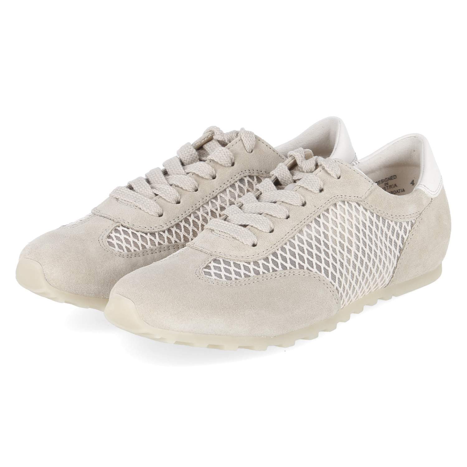 Paul Green 5542-009 Damen Leder & Textil beige Schnürschuh
