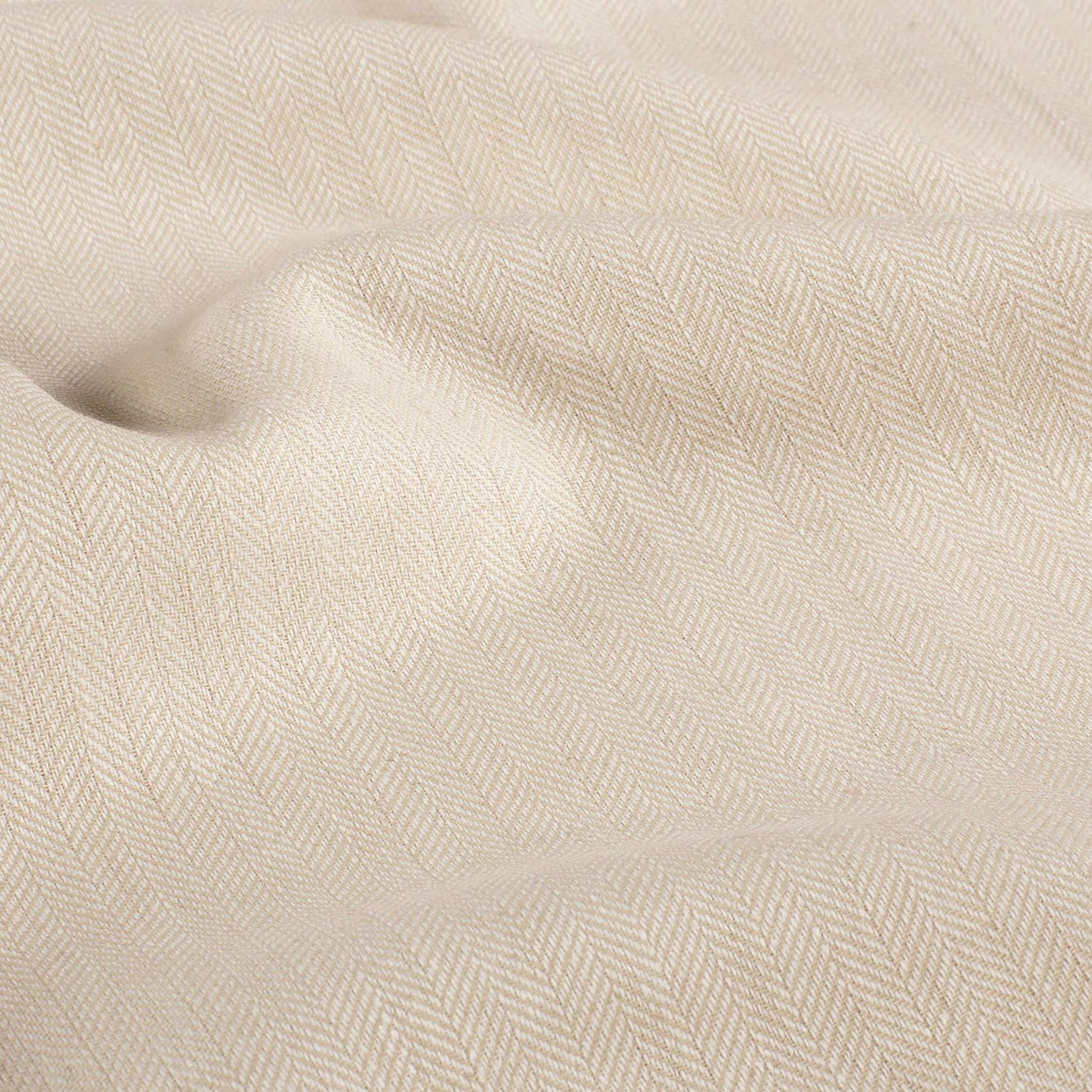 maDDma Stoff Halbleinen Stoff 1/2 Meterware Chambré Fischgrät Leinen Baumwolle, beige