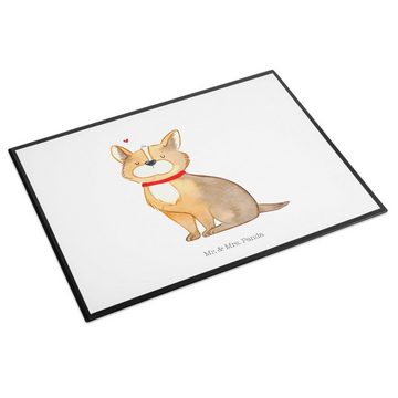Mr. & Mrs. Panda Schreibtischunterlage Hund Glück - Weiß - Geschenk, Herz, Büroartikel, Hundeliebe, Hundemam, (1 tlg)