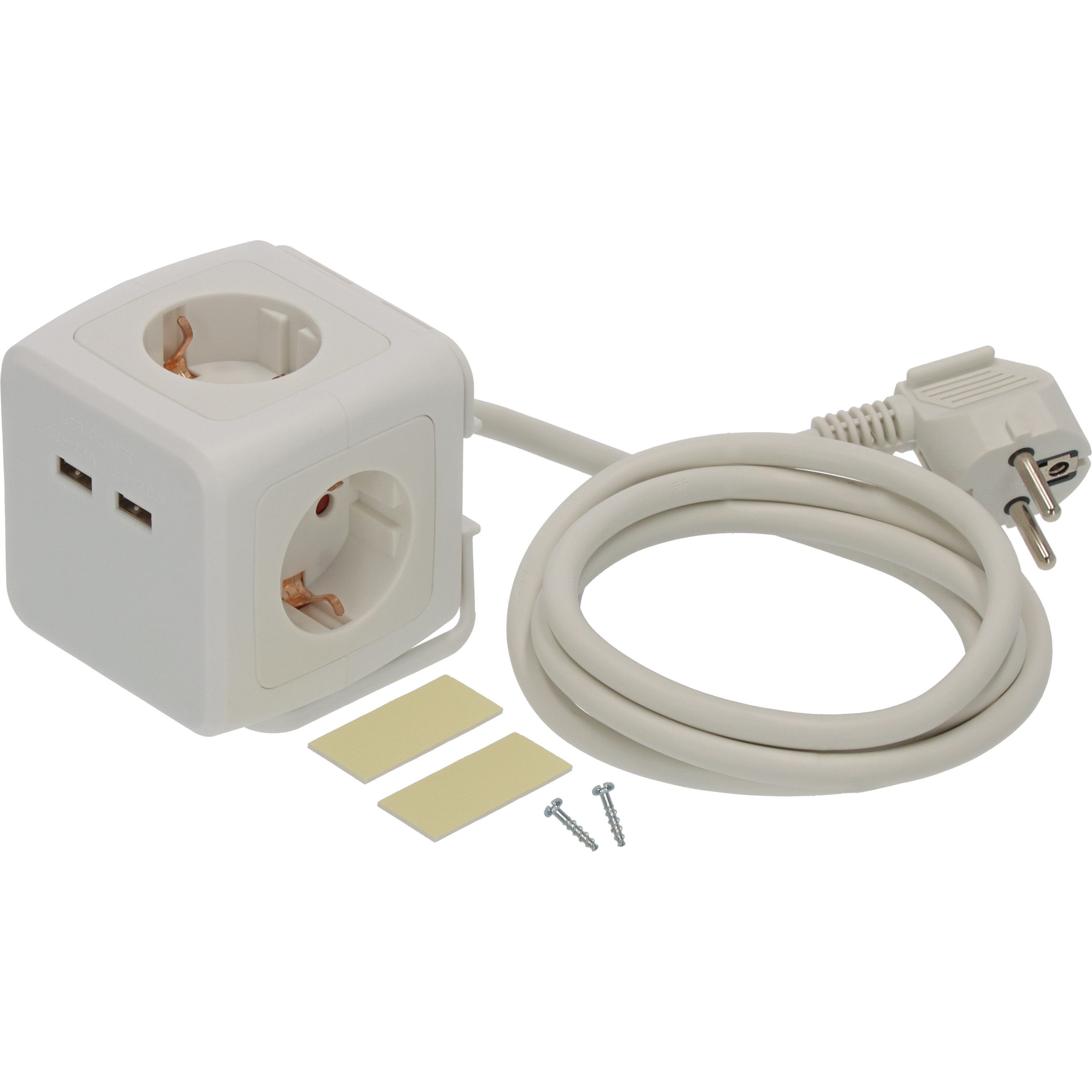 Brennenstuhl Steckdosenwürfel mit 2x USB, 1,4m Kabel, weiß Steckdosenleiste 4-fach (Kabellänge 1.4 m) – Bild 5 von 5
