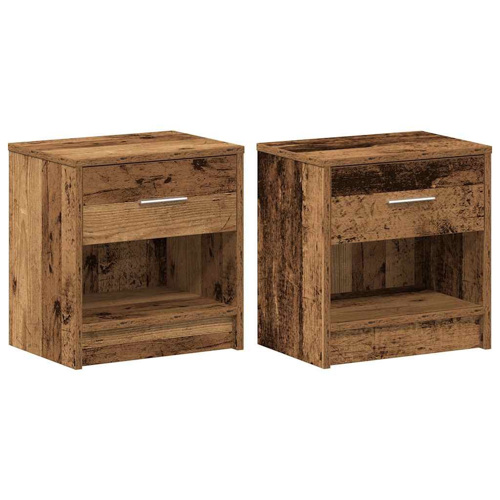 vidaXL Nachttisch Nachttische 2 Stk. mit Schublade Altholz-Optik 39x28x41 cm (2-St)