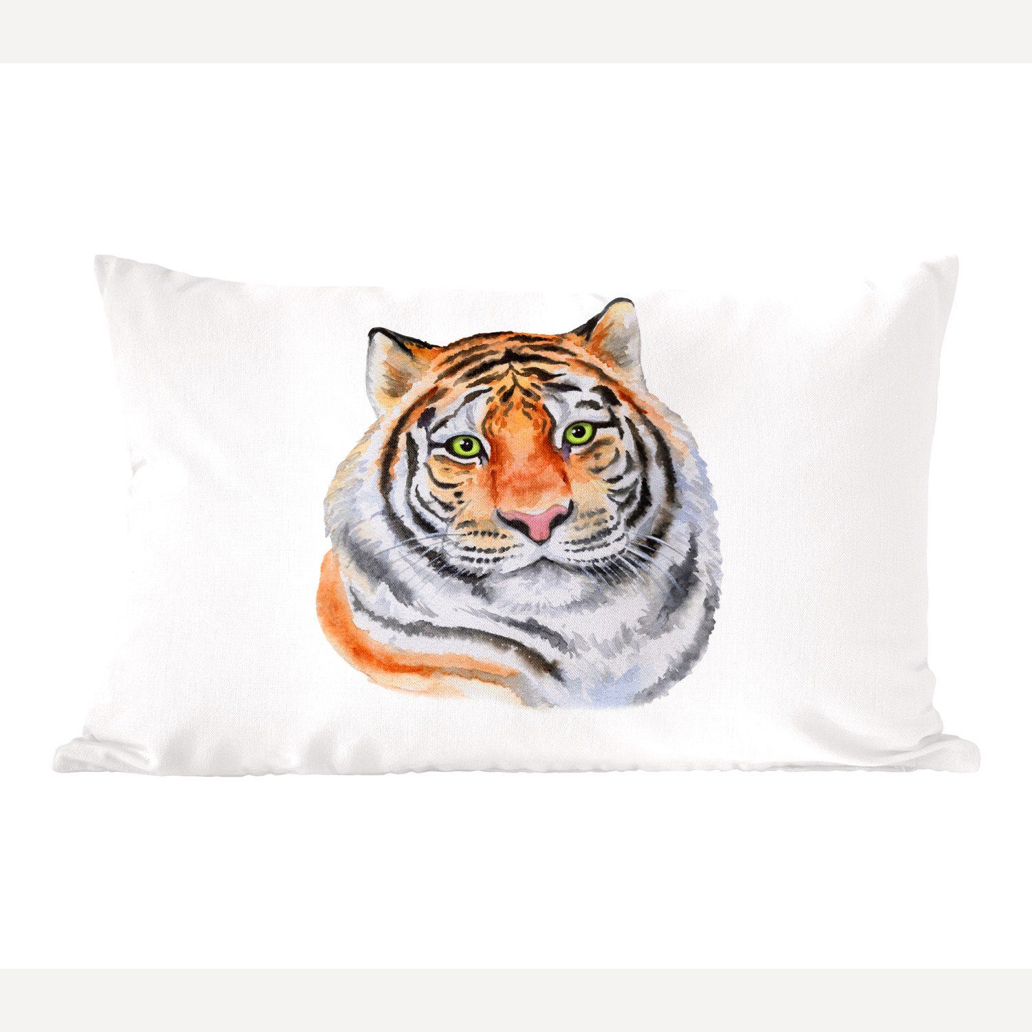 MuchoWow Dekokissen Tiger - Zierkissen, Augen Wohzimmer Dekokissen Füllung, Dekoration, mit - Weiß, Schlafzimmer